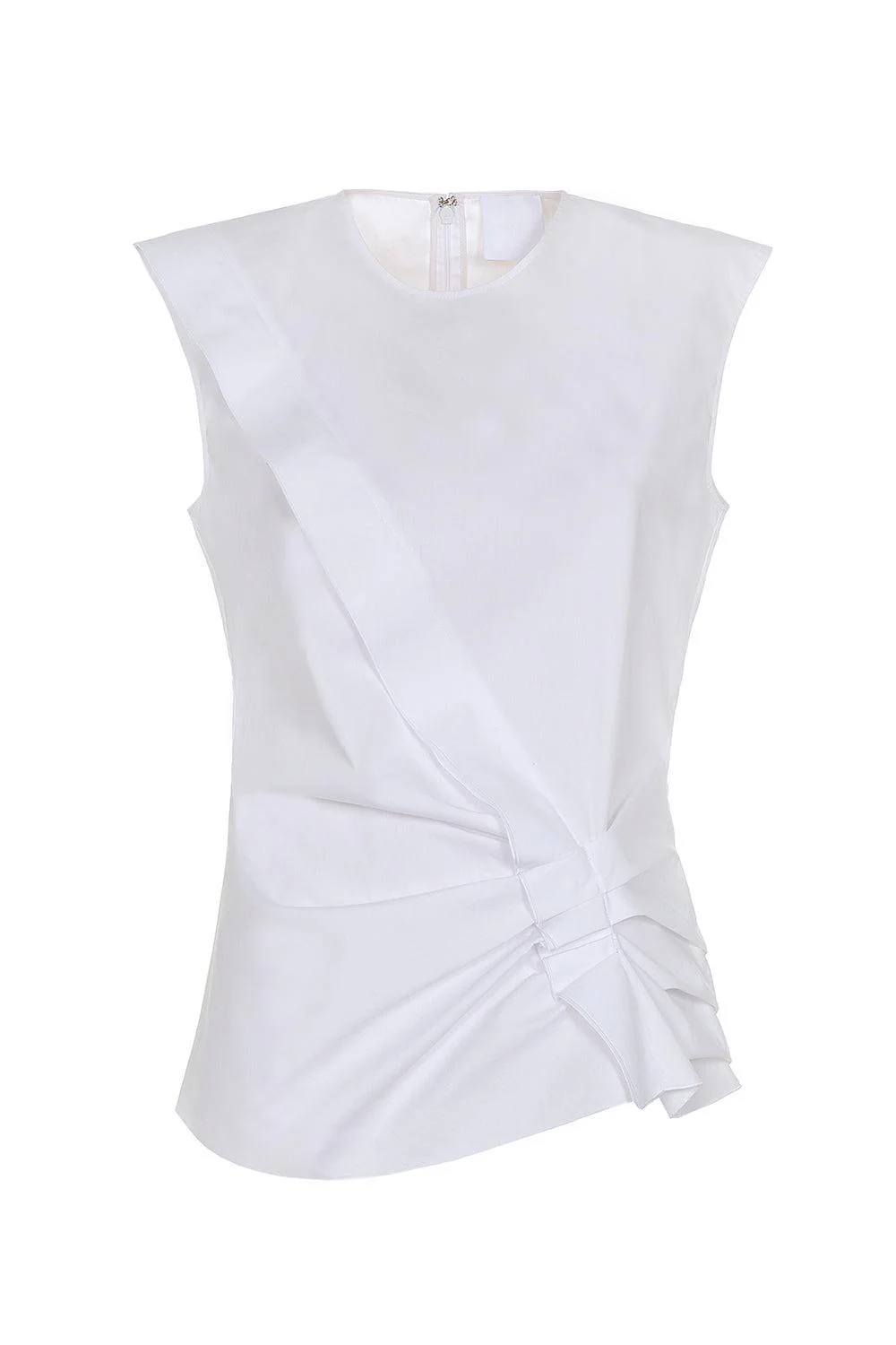 Sleeveless Gathered Top - White