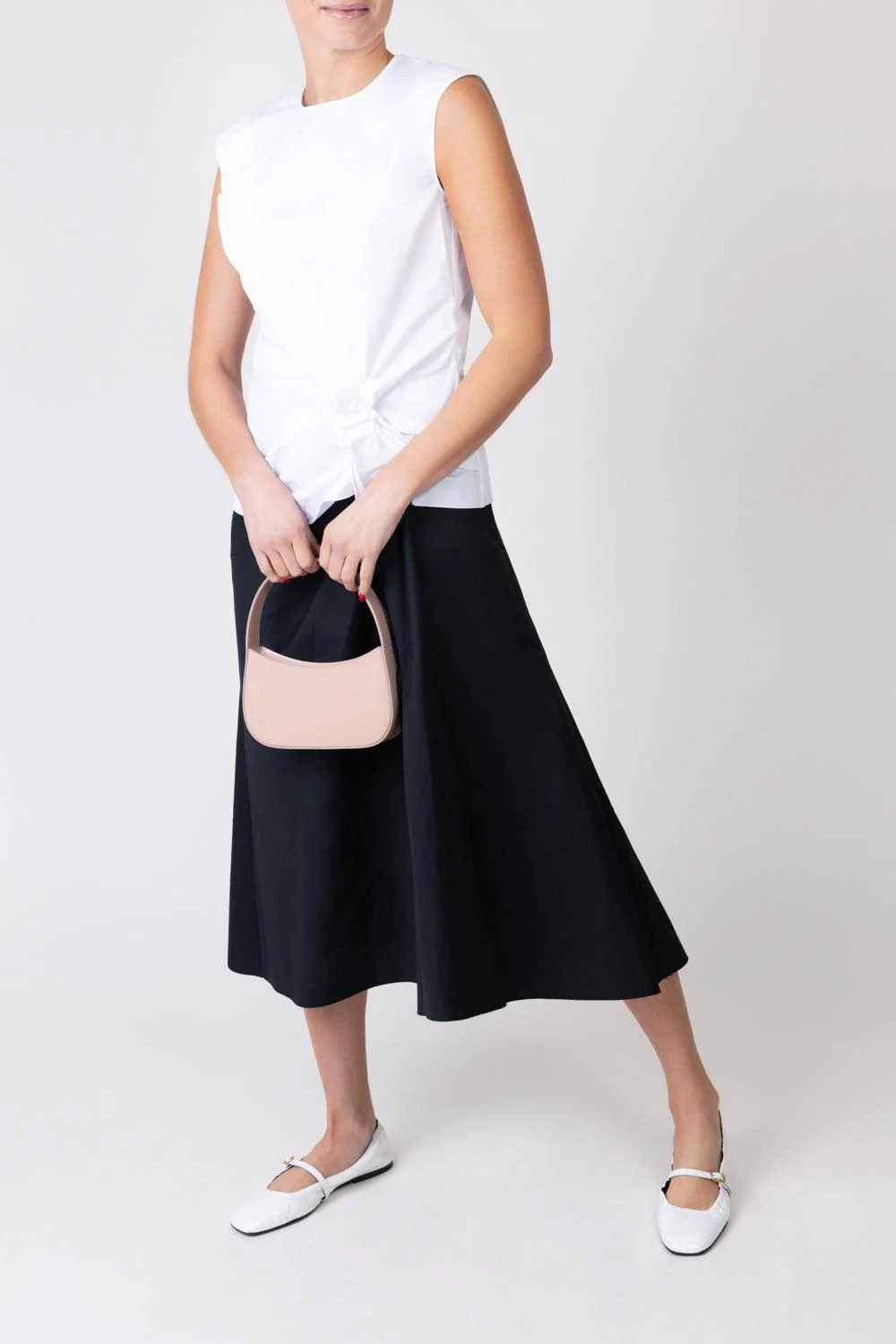Sleeveless Gathered Top - White - Image 2