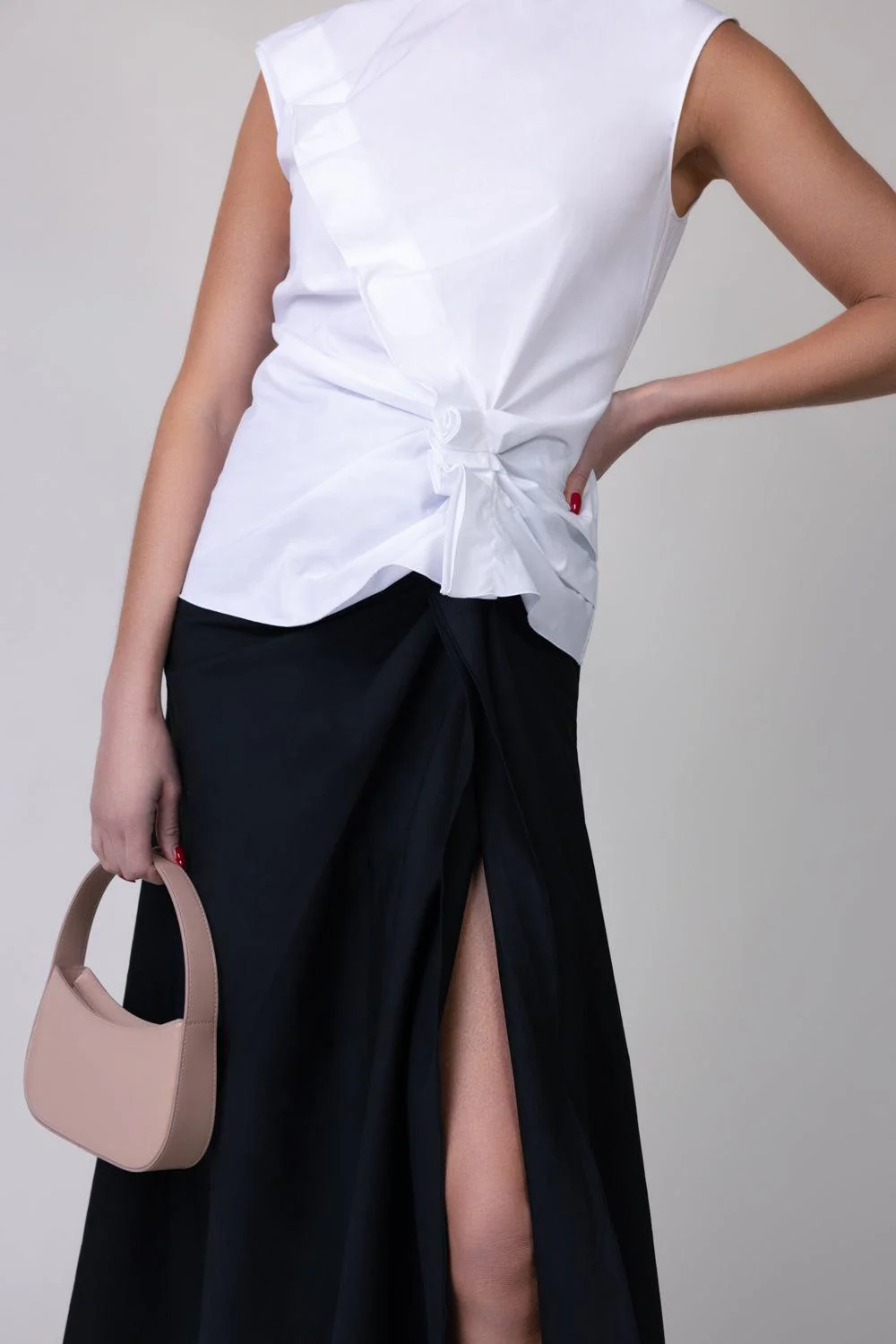 Sleeveless Gathered Top - White - Image 3