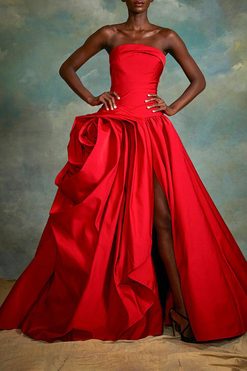 Strapless Floral Drape Gown - Image 2