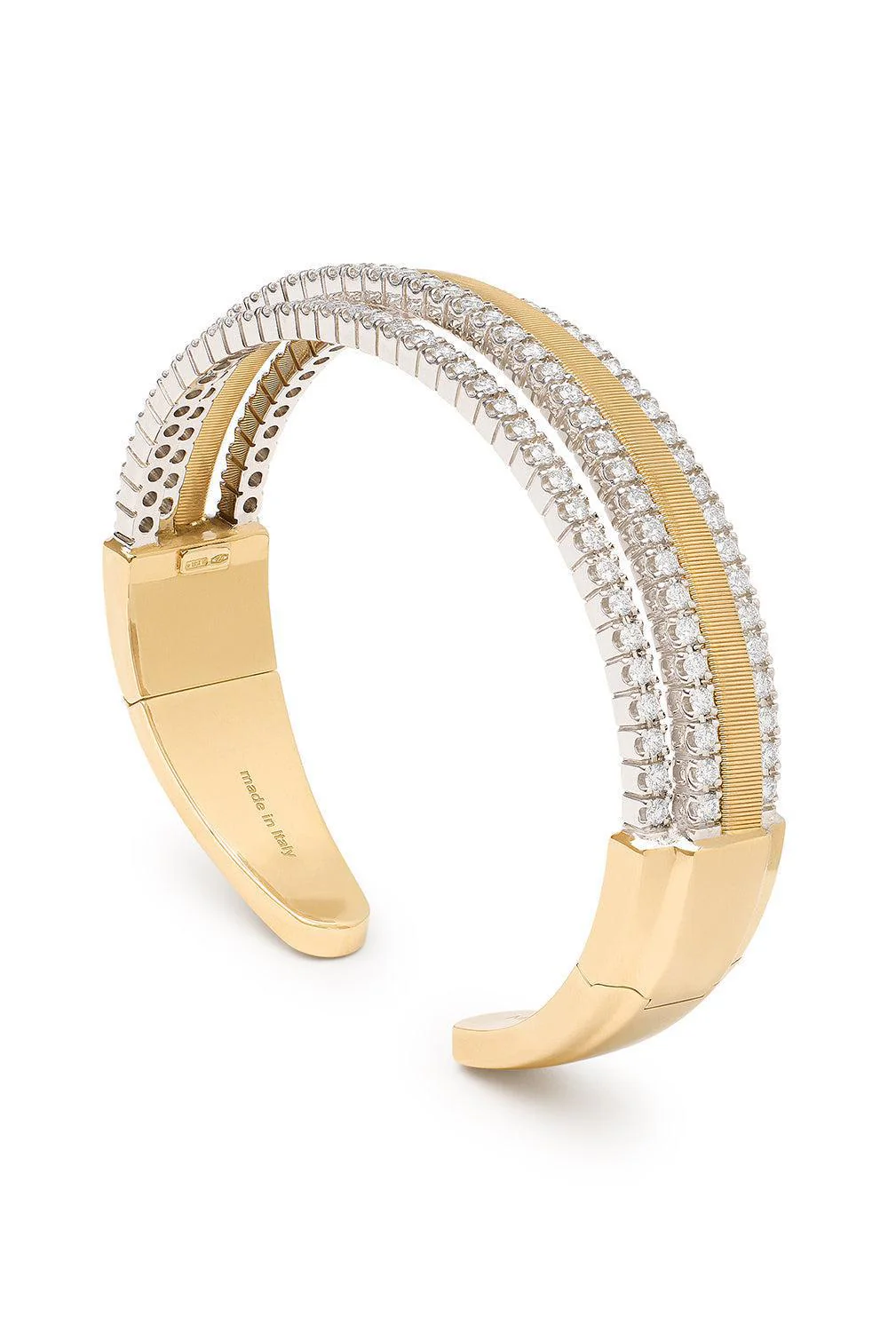 4 Row Diamond Tennis Statement Masai Cuff Bracelet