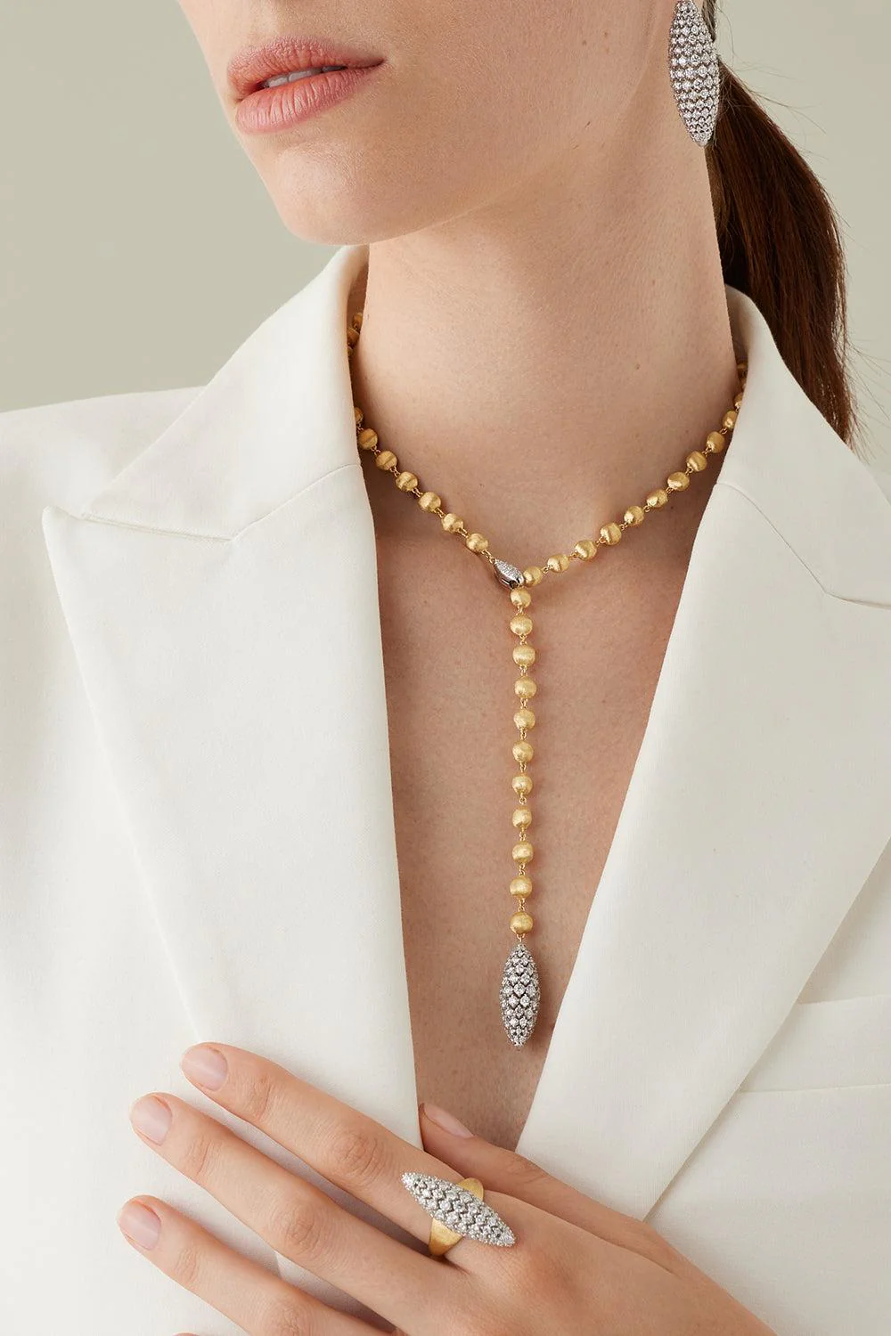 Africa Diamond Beaded Lariat Necklace - Image 2