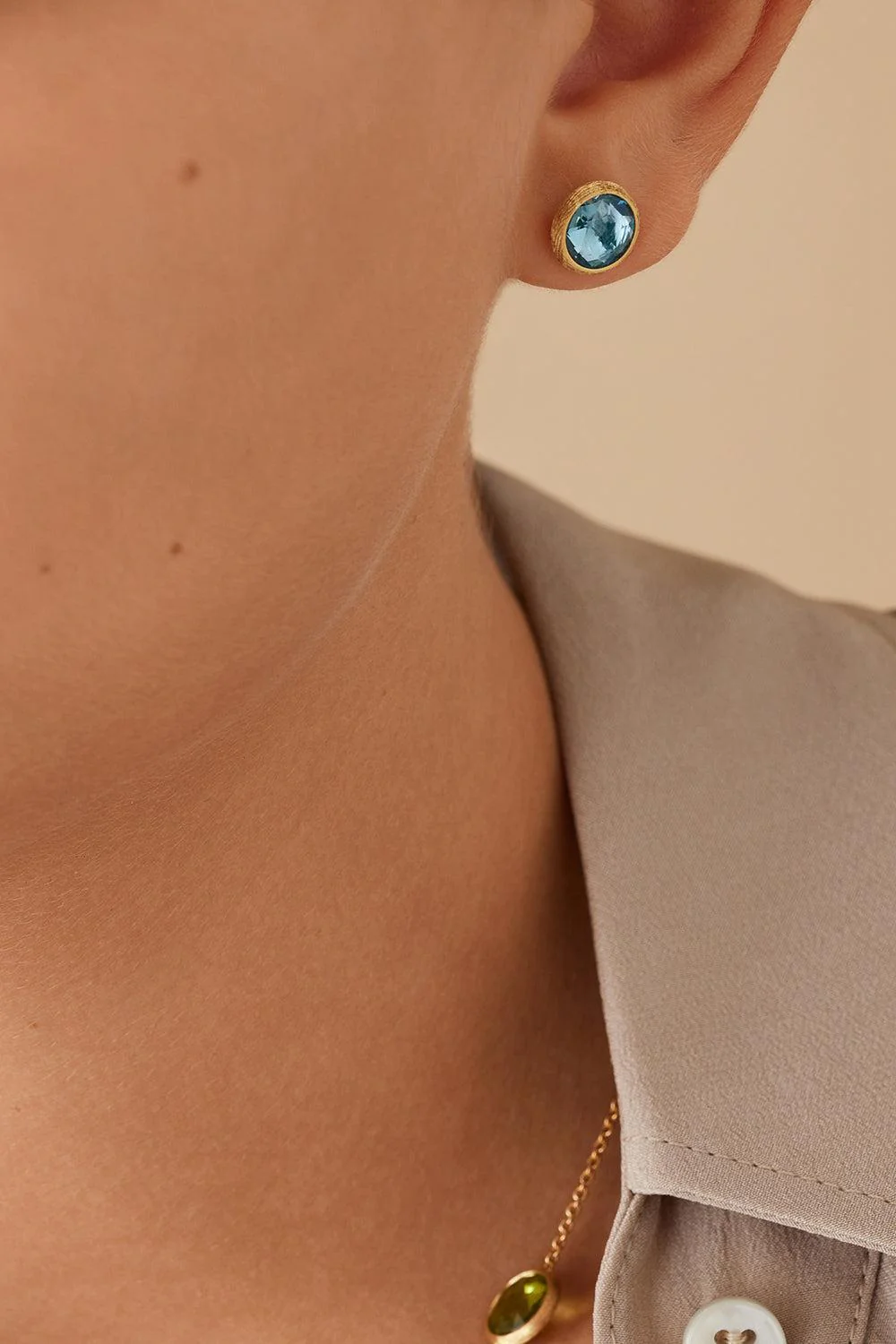 Blue Topaz Jaipur Stud Earrings - Image 3