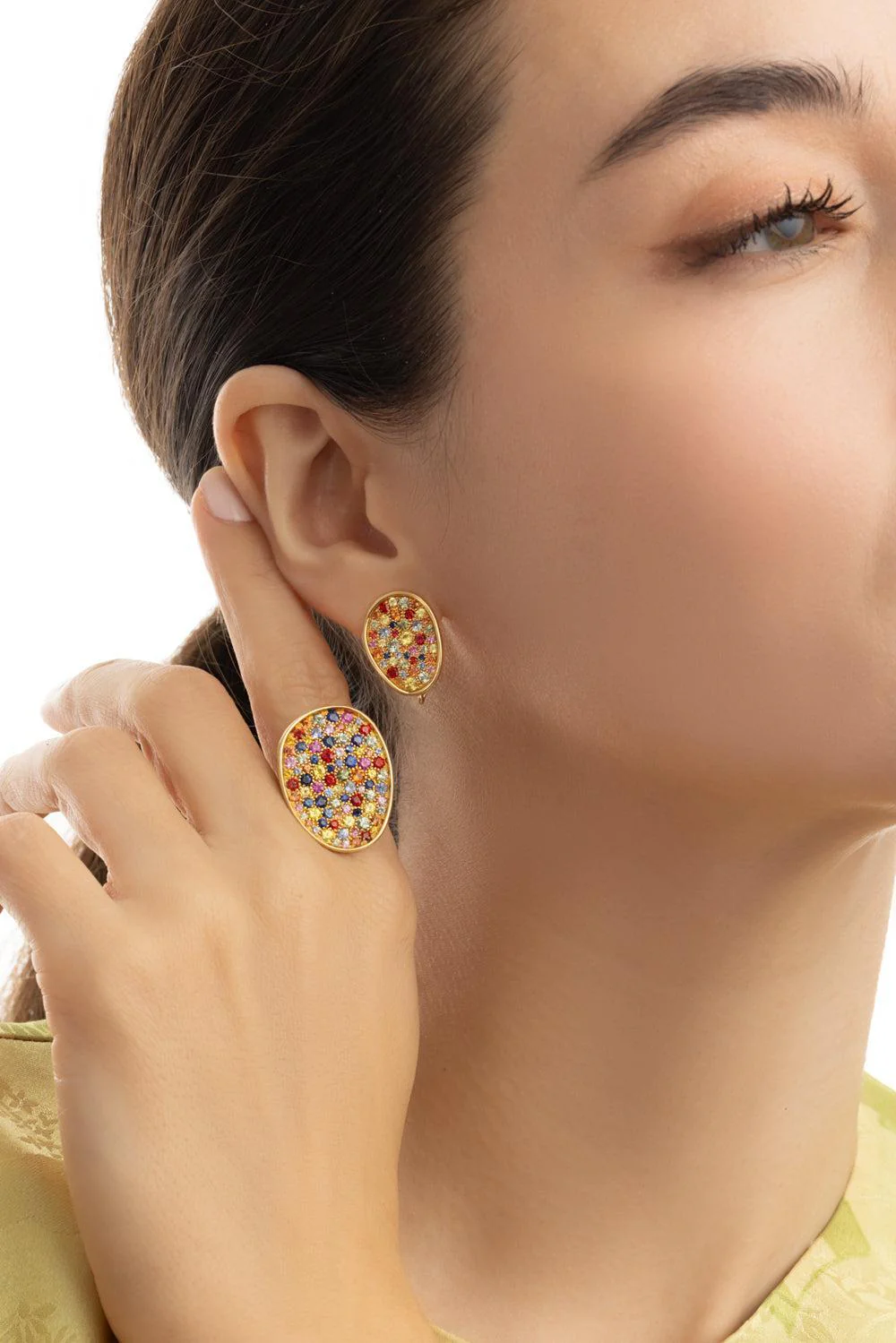 Convertible Sapphire Statement Lunaria Earrings - Image 4