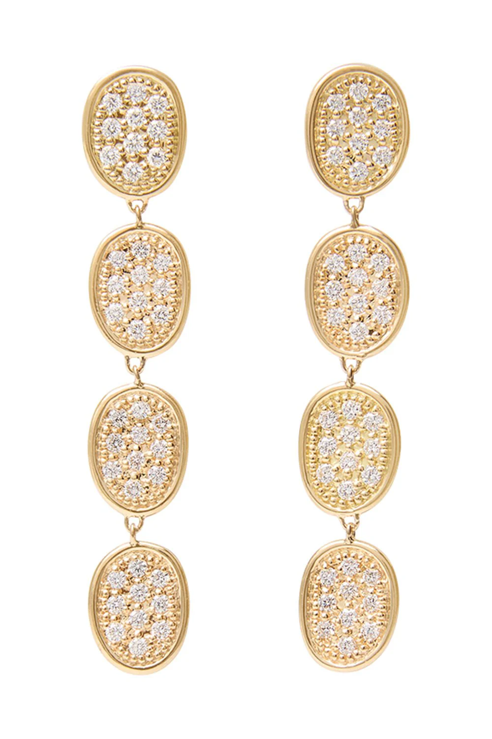 Diamond Pavé Drop Lunaria Earrings
