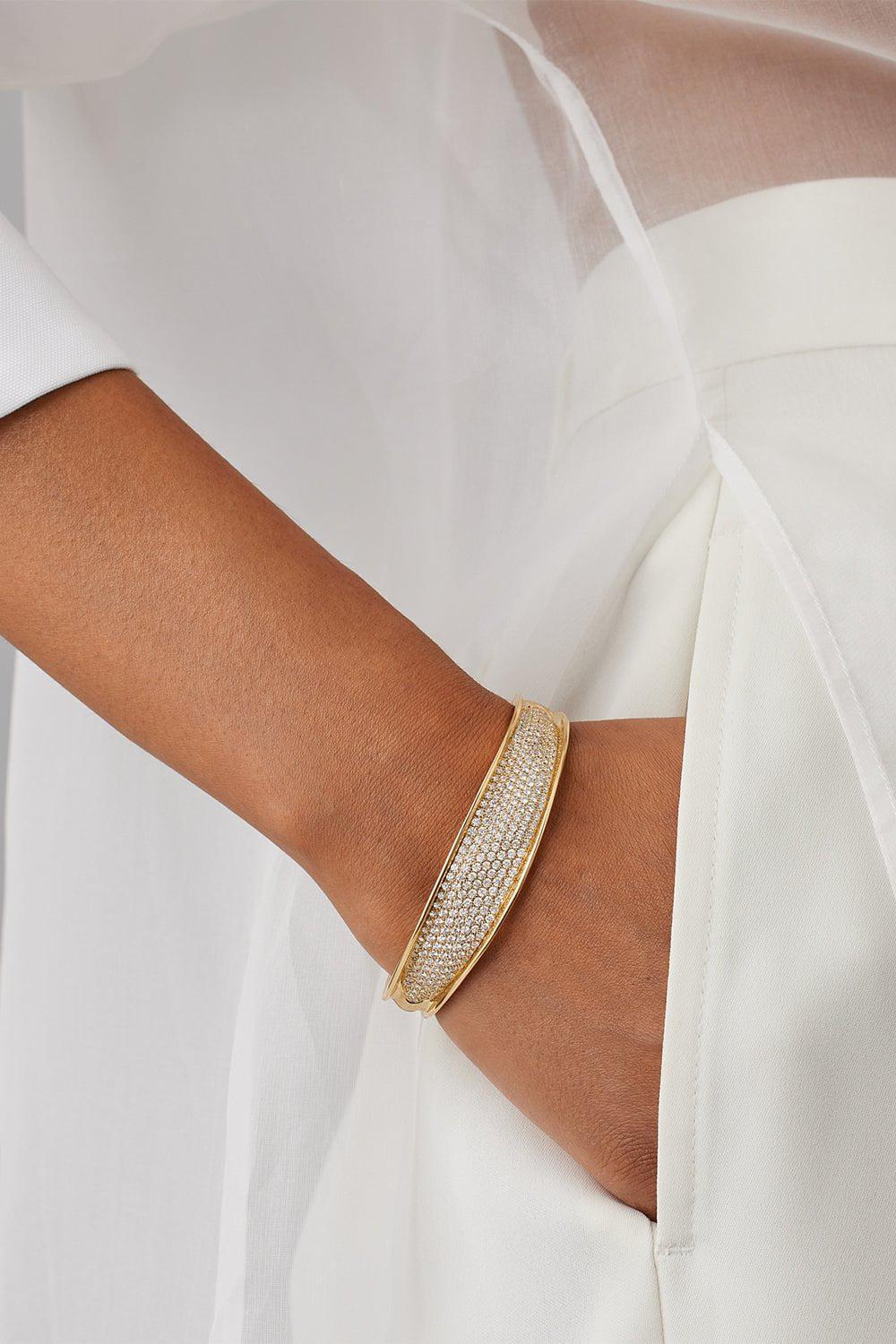 Diamond Pavé Lunaria Bangle Bracelet - Image 2