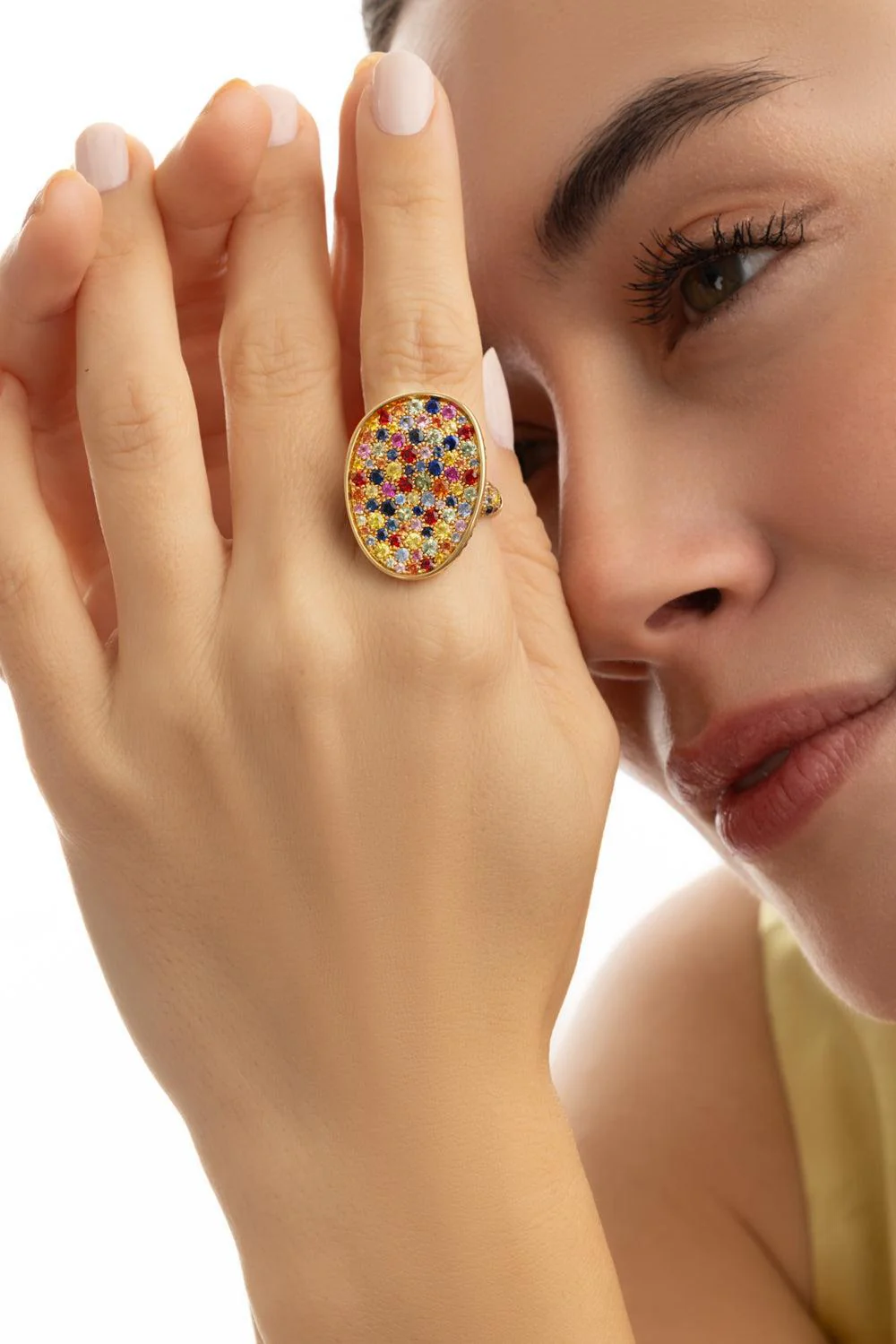 Multi Color Sapphire Lunaria Ring - Image 4