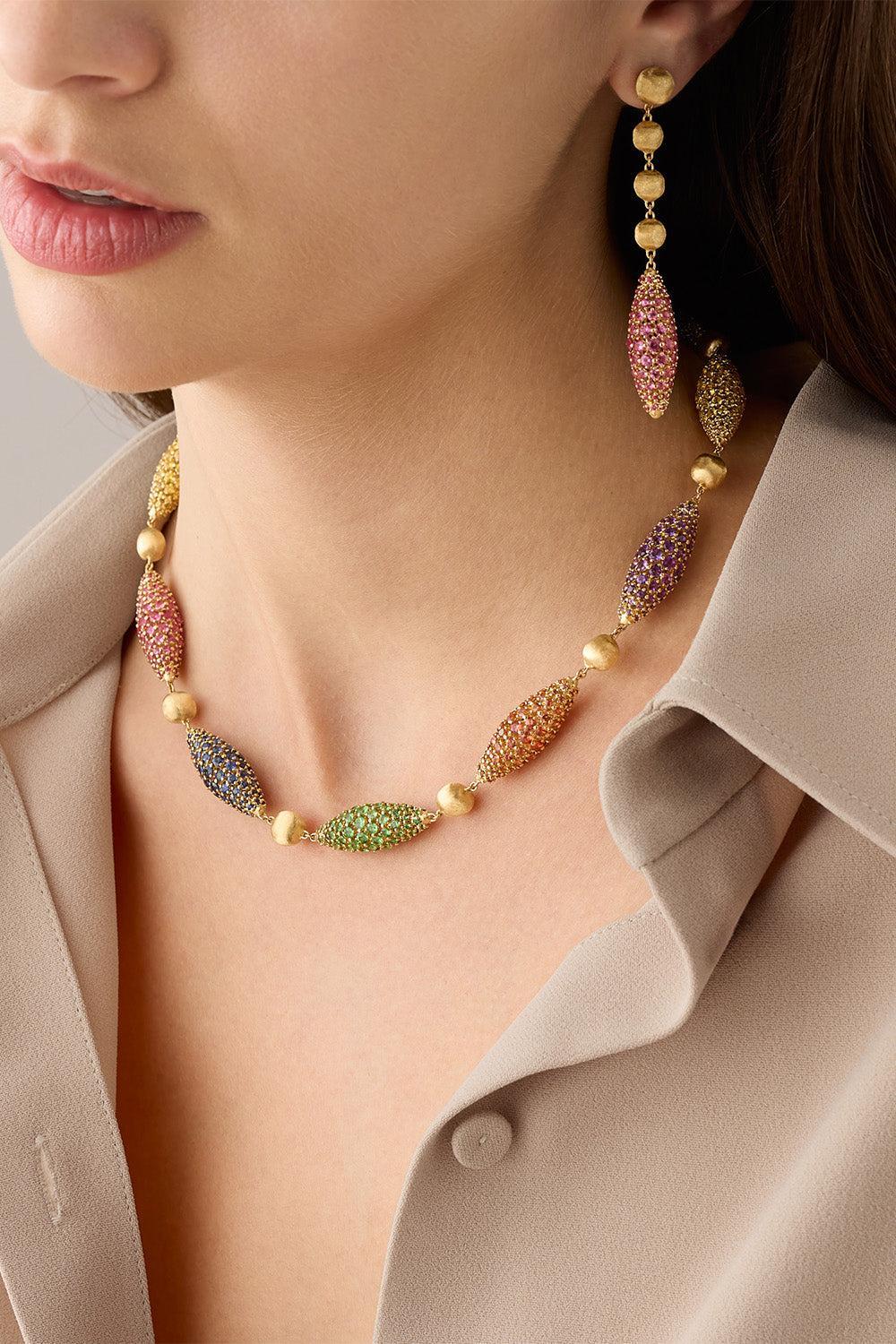 Multi Sapphire Tsavorite Amethyst Africa Alta Necklace - Image 3