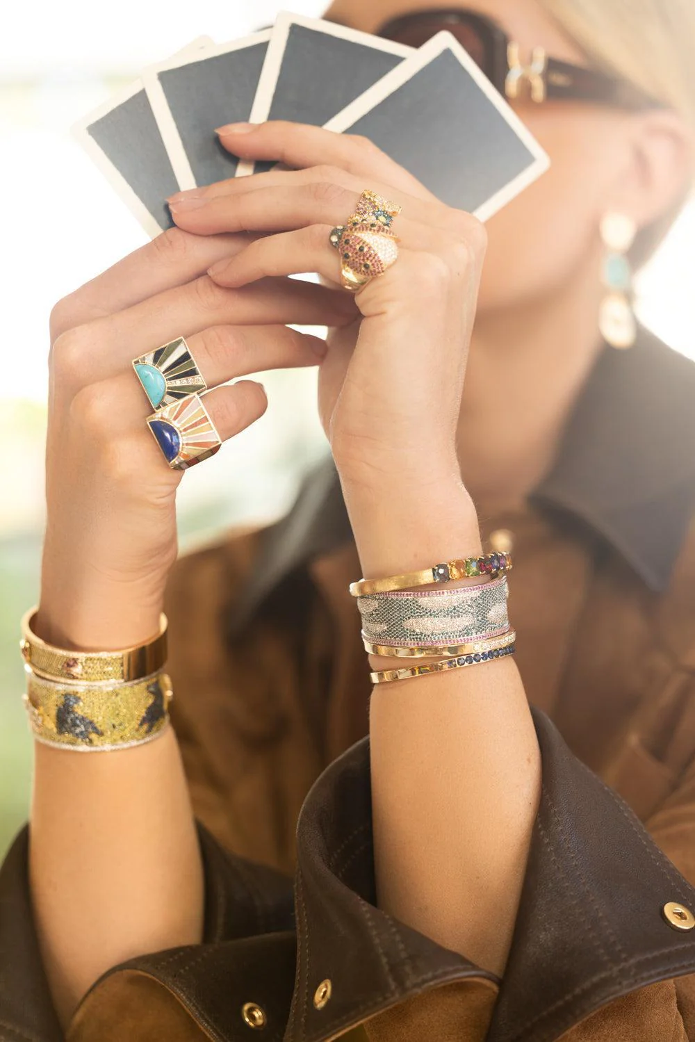Murano Mixed Stone Bangle Bracelet - Image 3