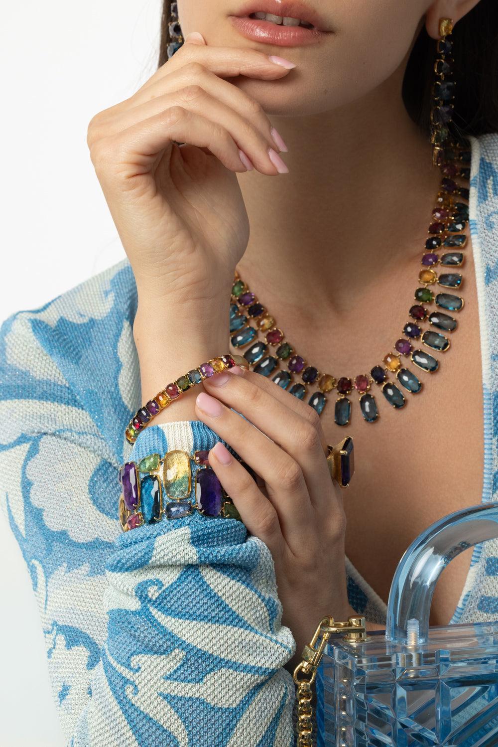 Murano Mixed Stone Bangle Bracelet - Image 5