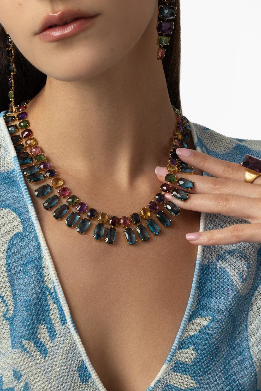 Murano Statement Gemstone Collar Necklace - Image 2
