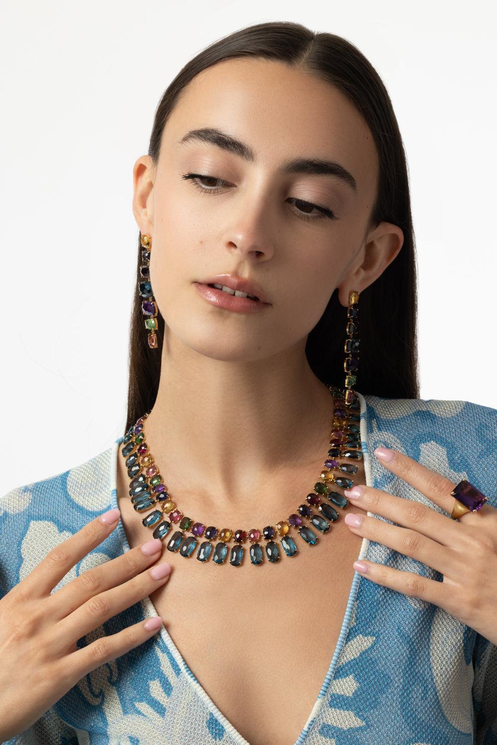 Murano Statement Gemstone Collar Necklace - Image 3