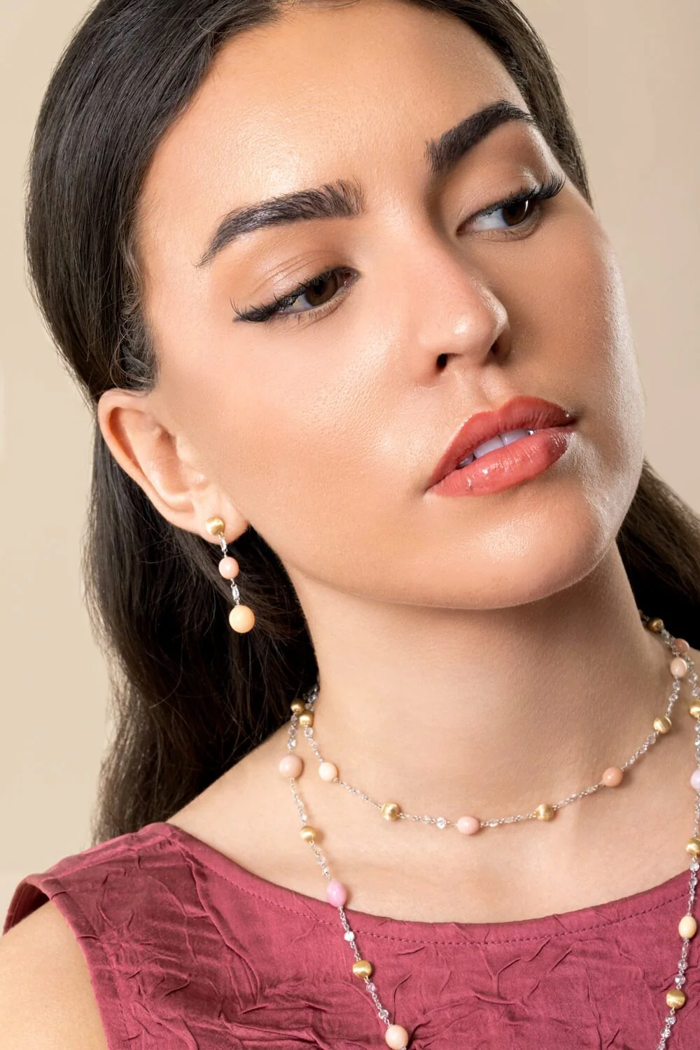 Pink Conch Pearl Diamond Unico Earrings - Image 4