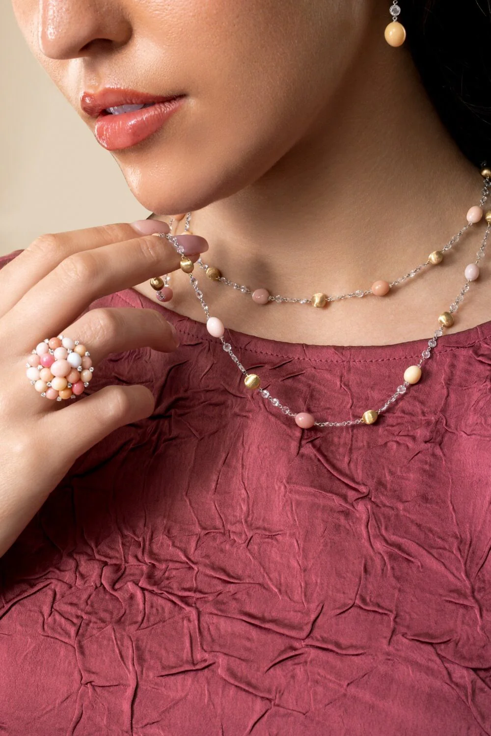 Pink Conch Pearl Diamond Unico Necklace - Image 3