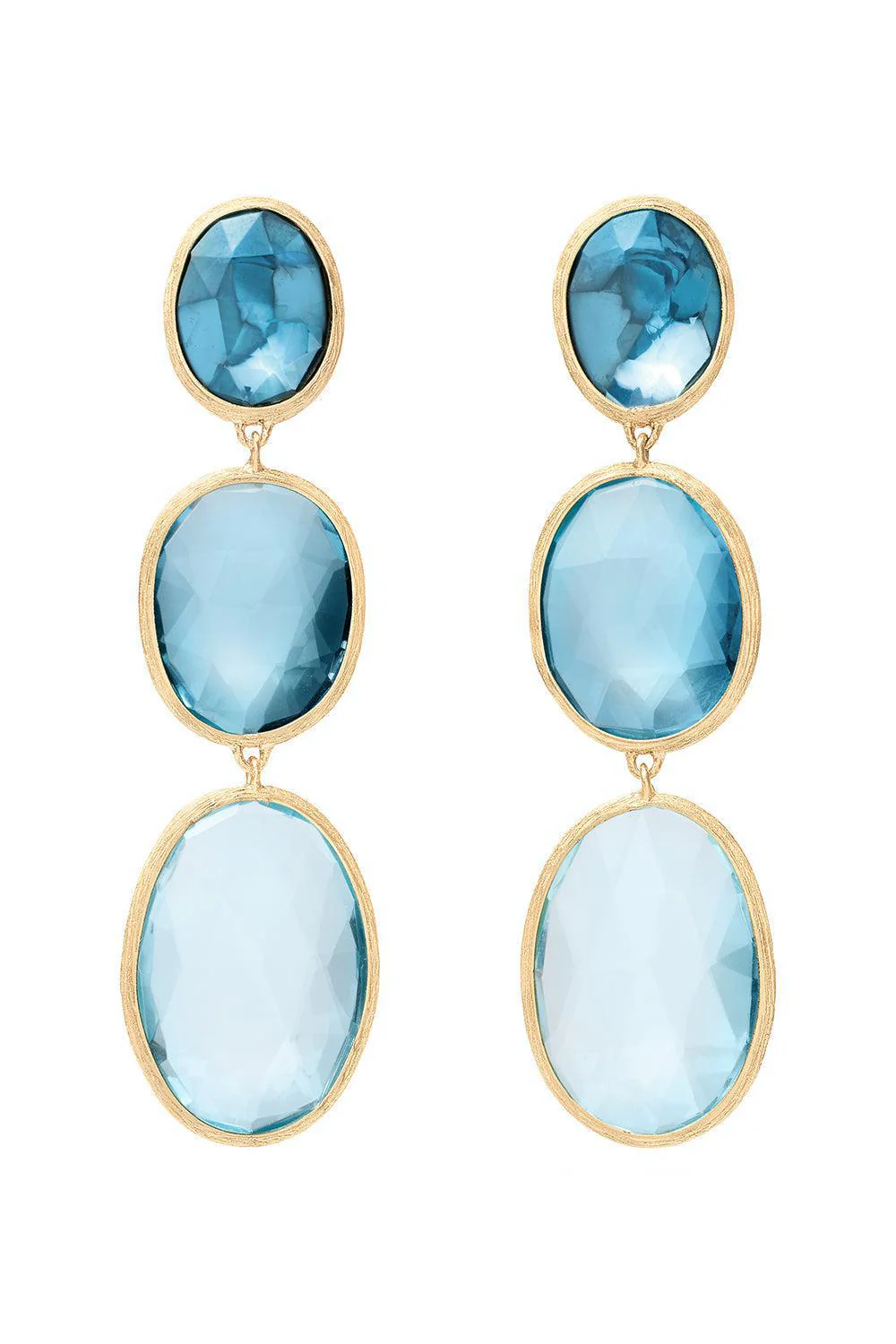 Three-Stone Mixed Topaz Lunaria Earrings