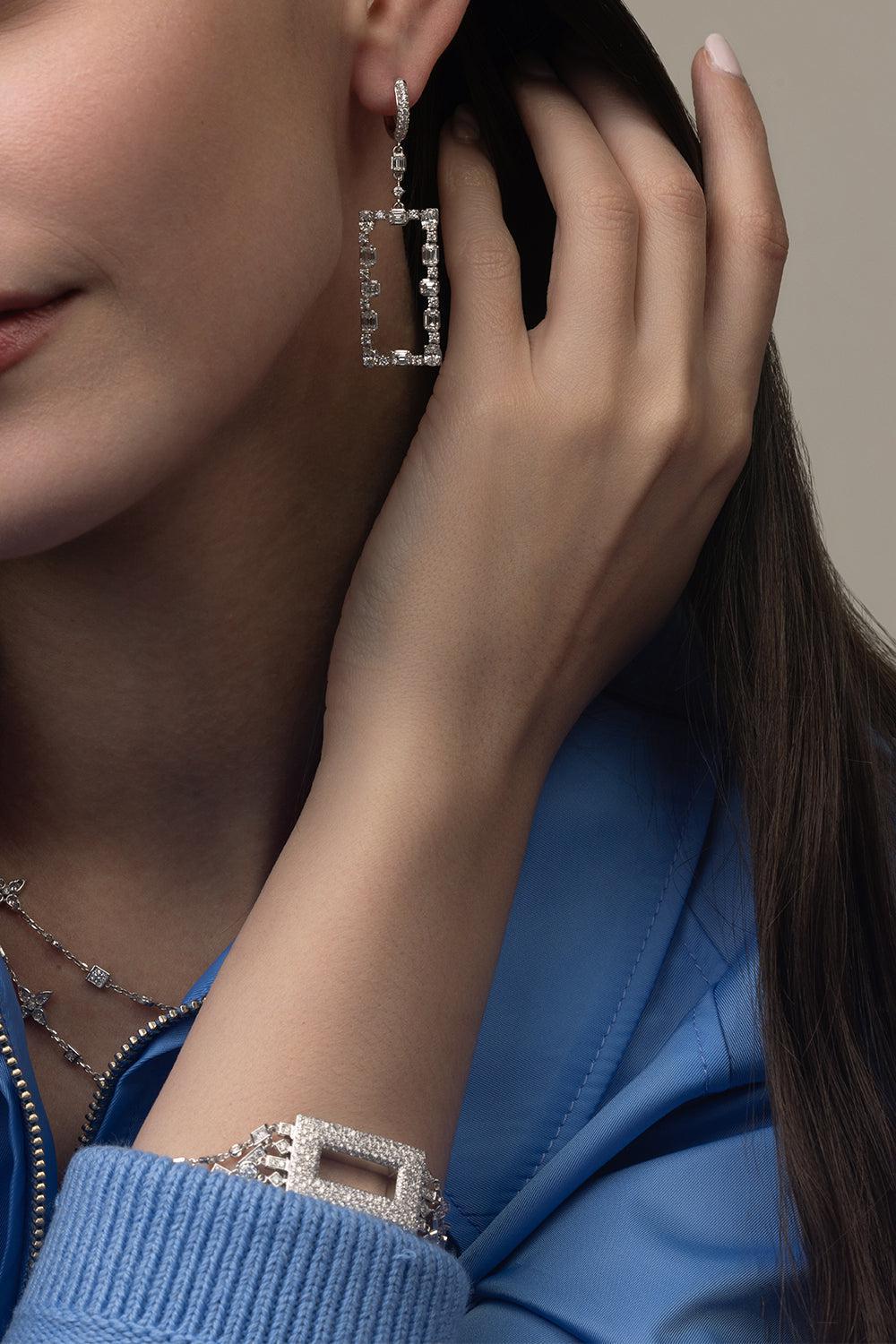 Rectangle Drop Earrings - Image 3