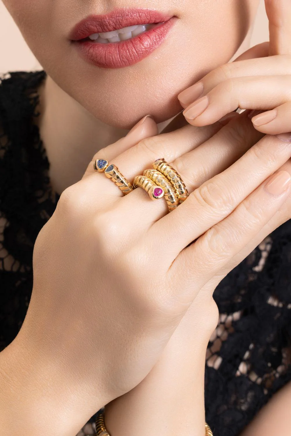 Blue Sapphire Trisolina Ring - Image 4