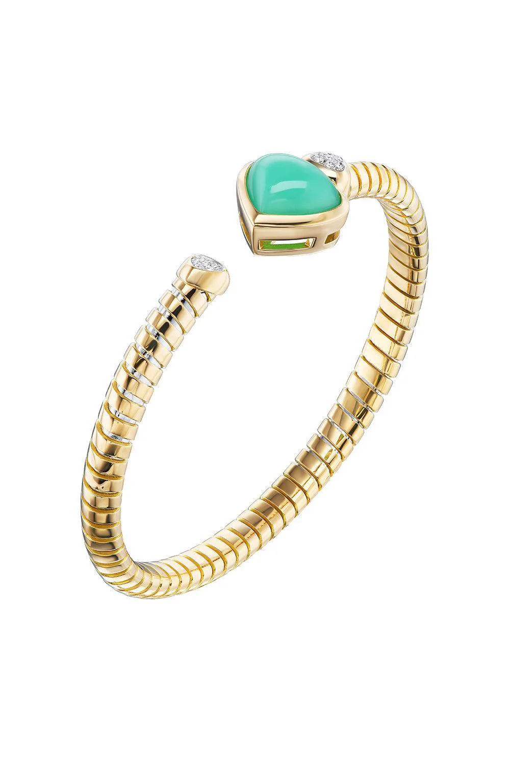 Chrysoprase Diamond Trisolina Bangle Bracelet