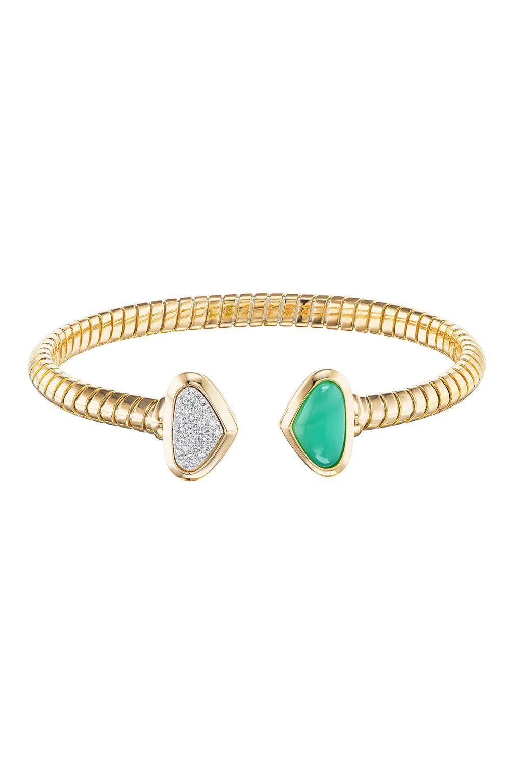 Chrysoprase Diamond Trisolina Bracelet - Image 5