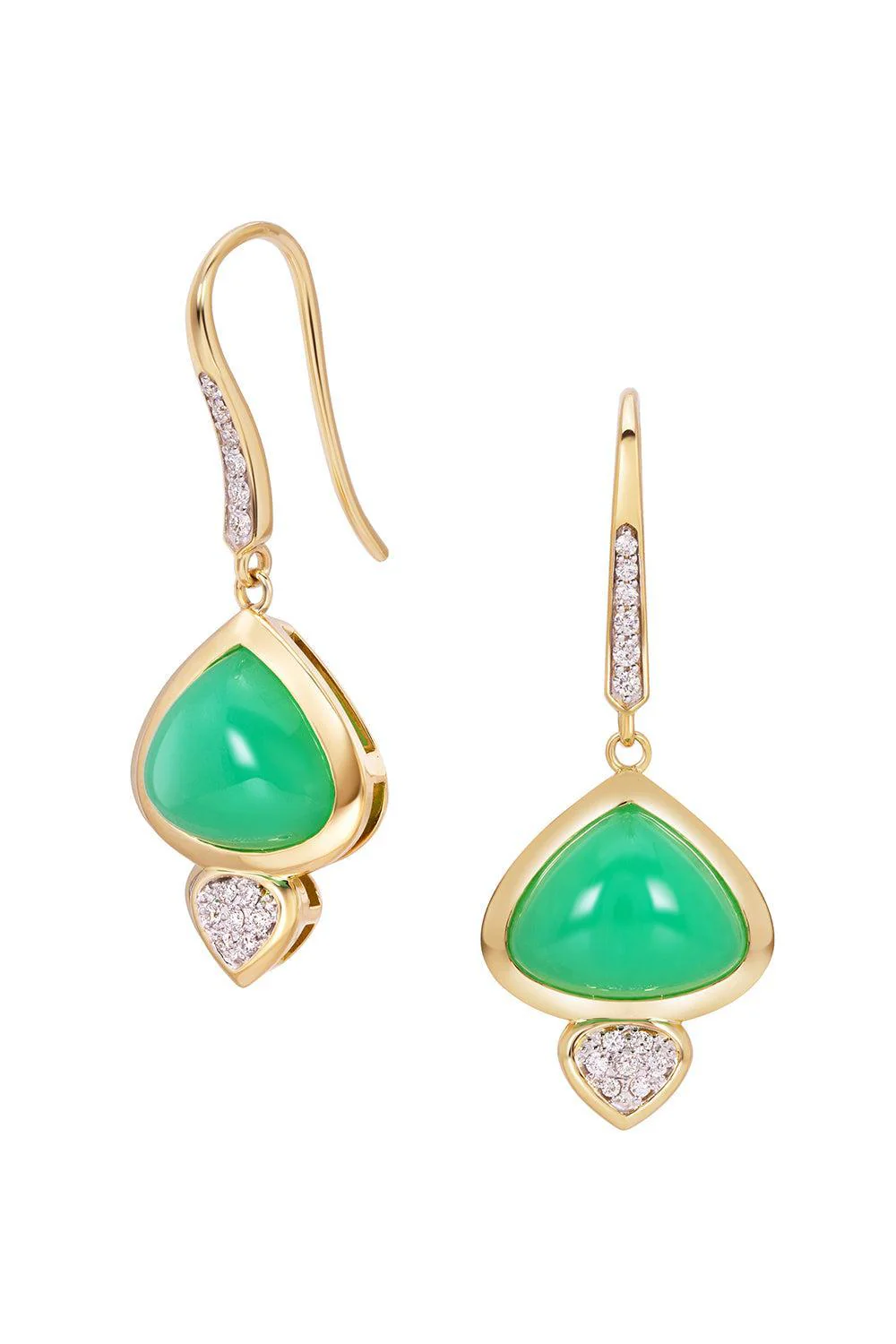 Chrysoprase Diamond Trisolina Drop Earrings - Image 6