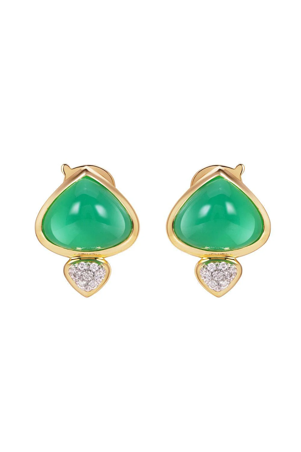 Chrysoprase Diamond Trisolina Earrings