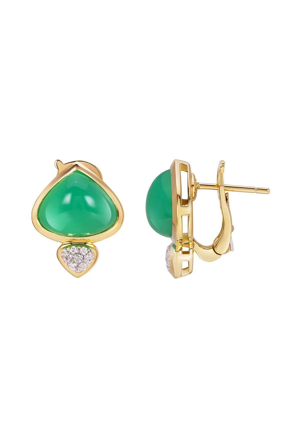 Chrysoprase Diamond Trisolina Earrings - Image 5