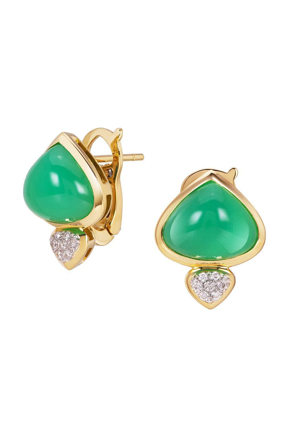 Chrysoprase Diamond Trisolina Earrings - Image 6