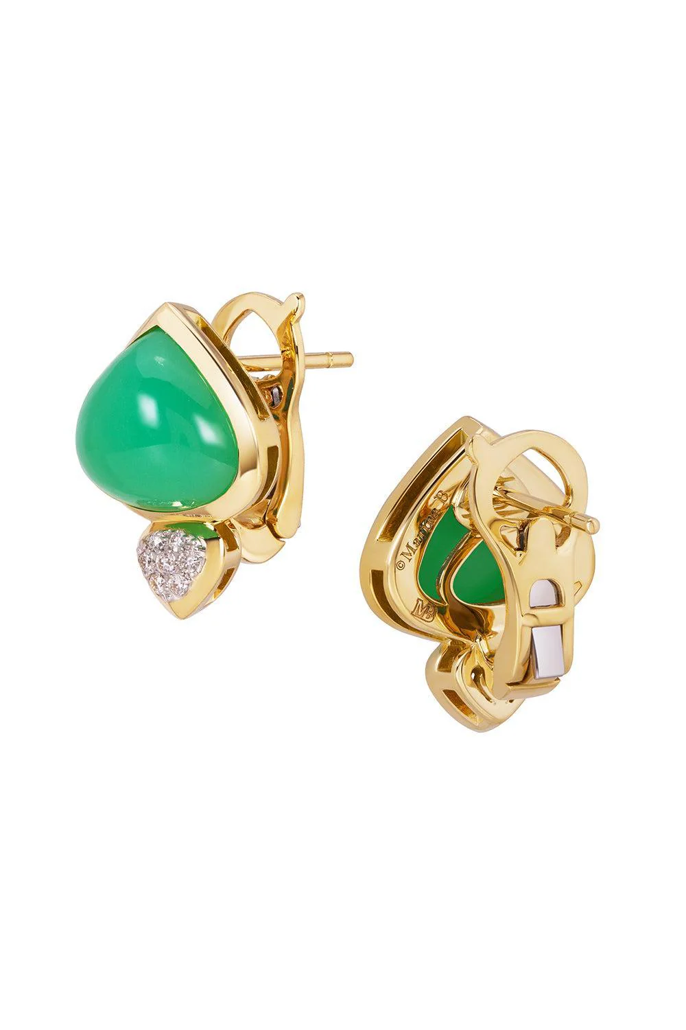 Chrysoprase Diamond Trisolina Earrings - Image 7