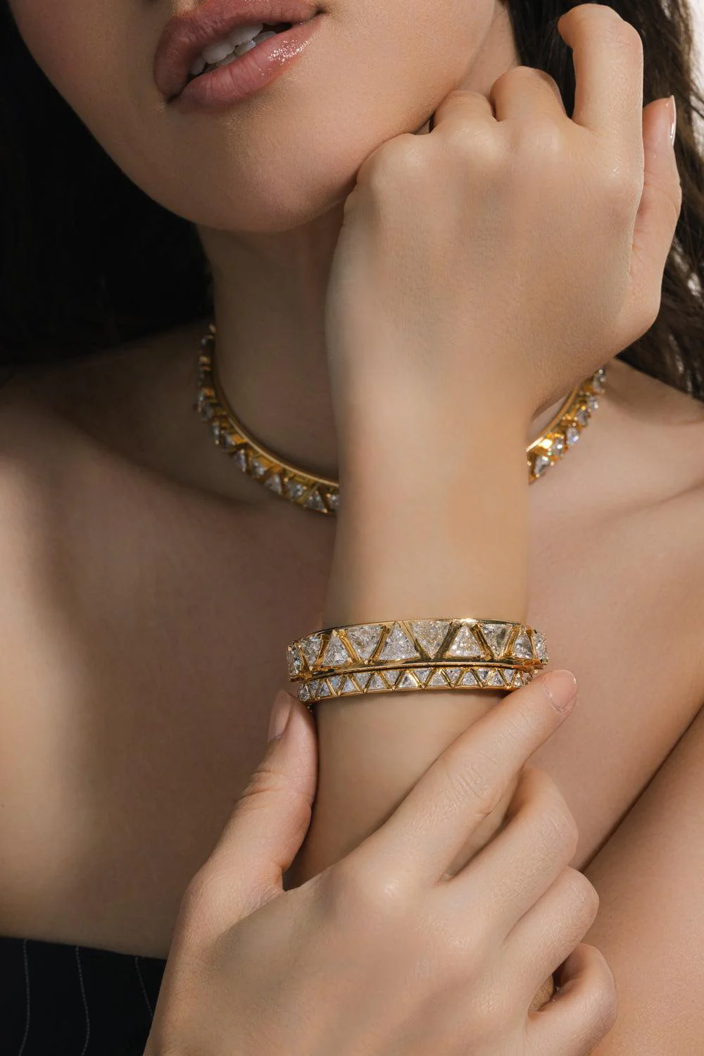 Diamond Triangoli Bangle Bracelet - Image 4