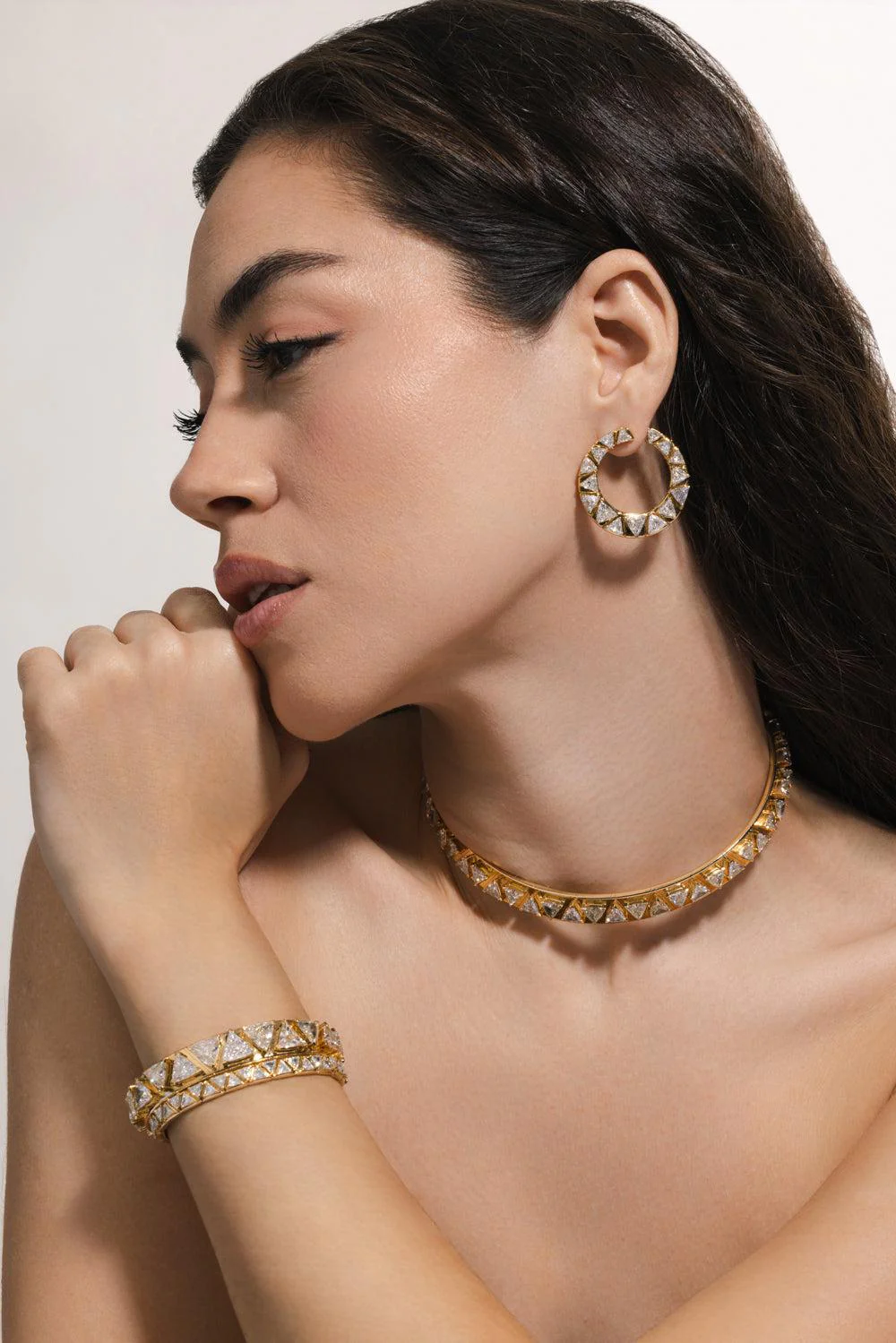 Diamond Triangoli Moon Earrings - Image 2
