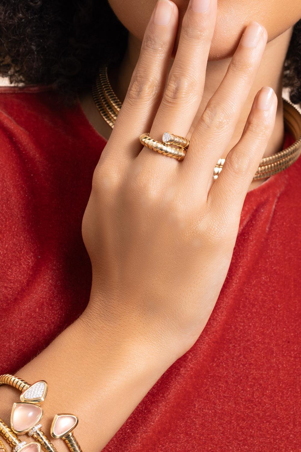 Diamond Trisolona Bypass Ring - Image 2
