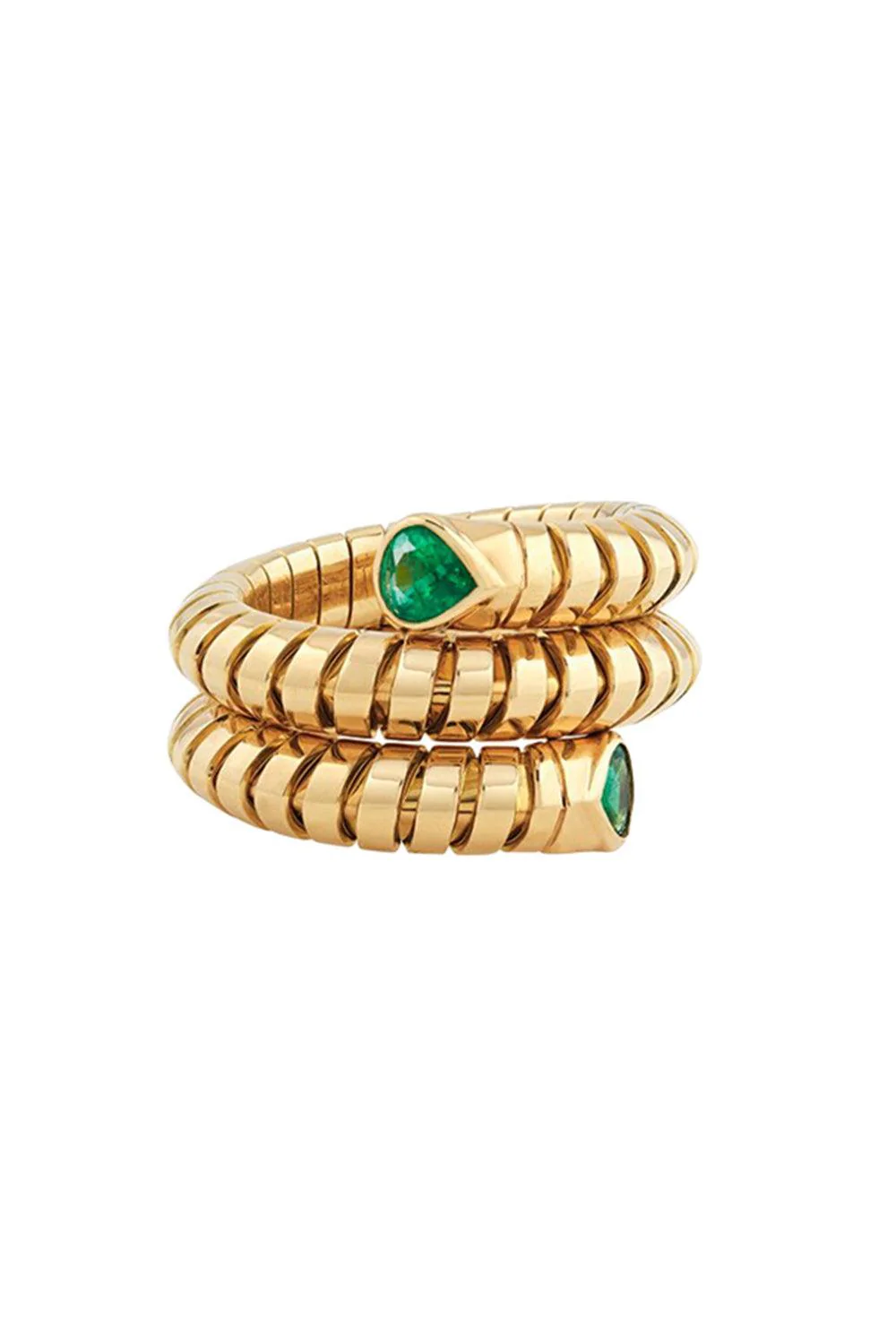 Emerald Trisola Spiral Ring