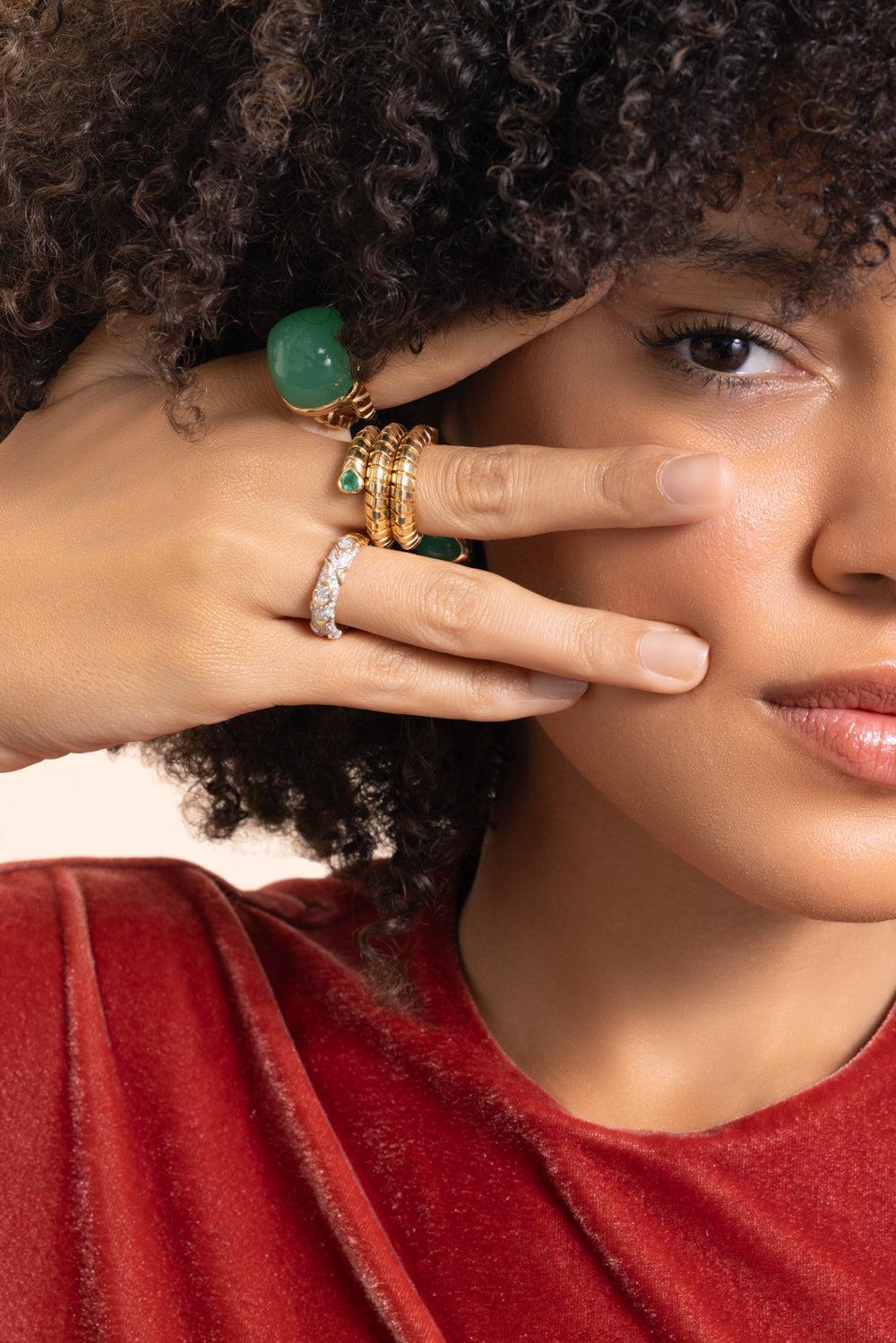 Emerald Trisola Spiral Ring - Image 4