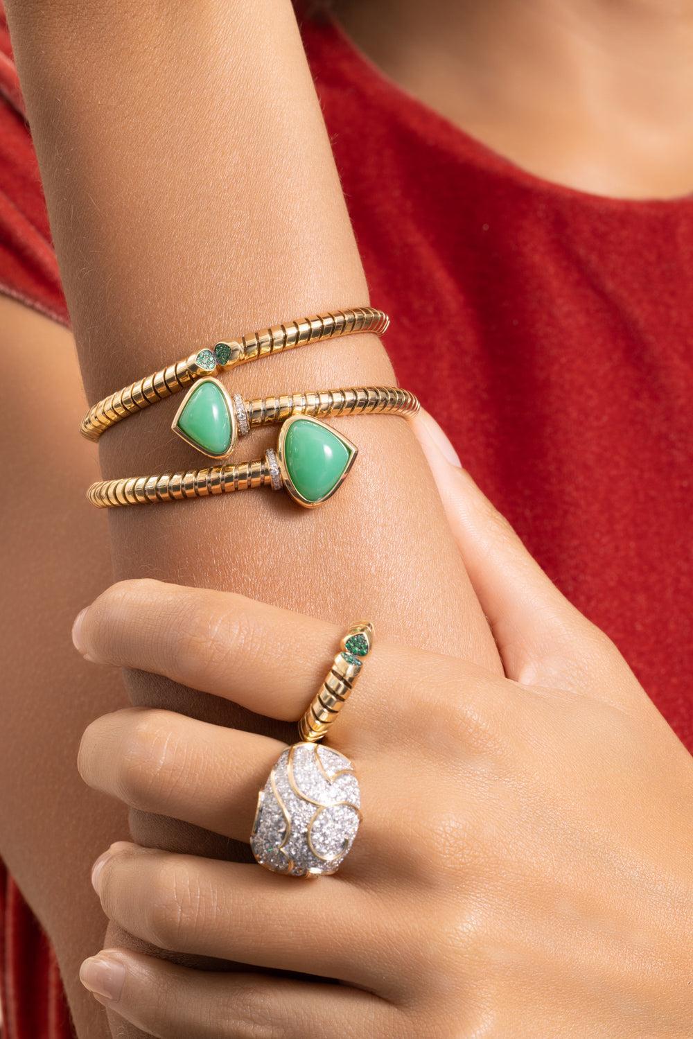 Emerald Trisolina Bangle Bracelet - Image 2