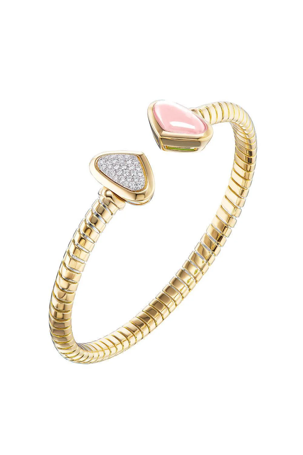 Rose Quartz Diamond Trisolina Bracelet
