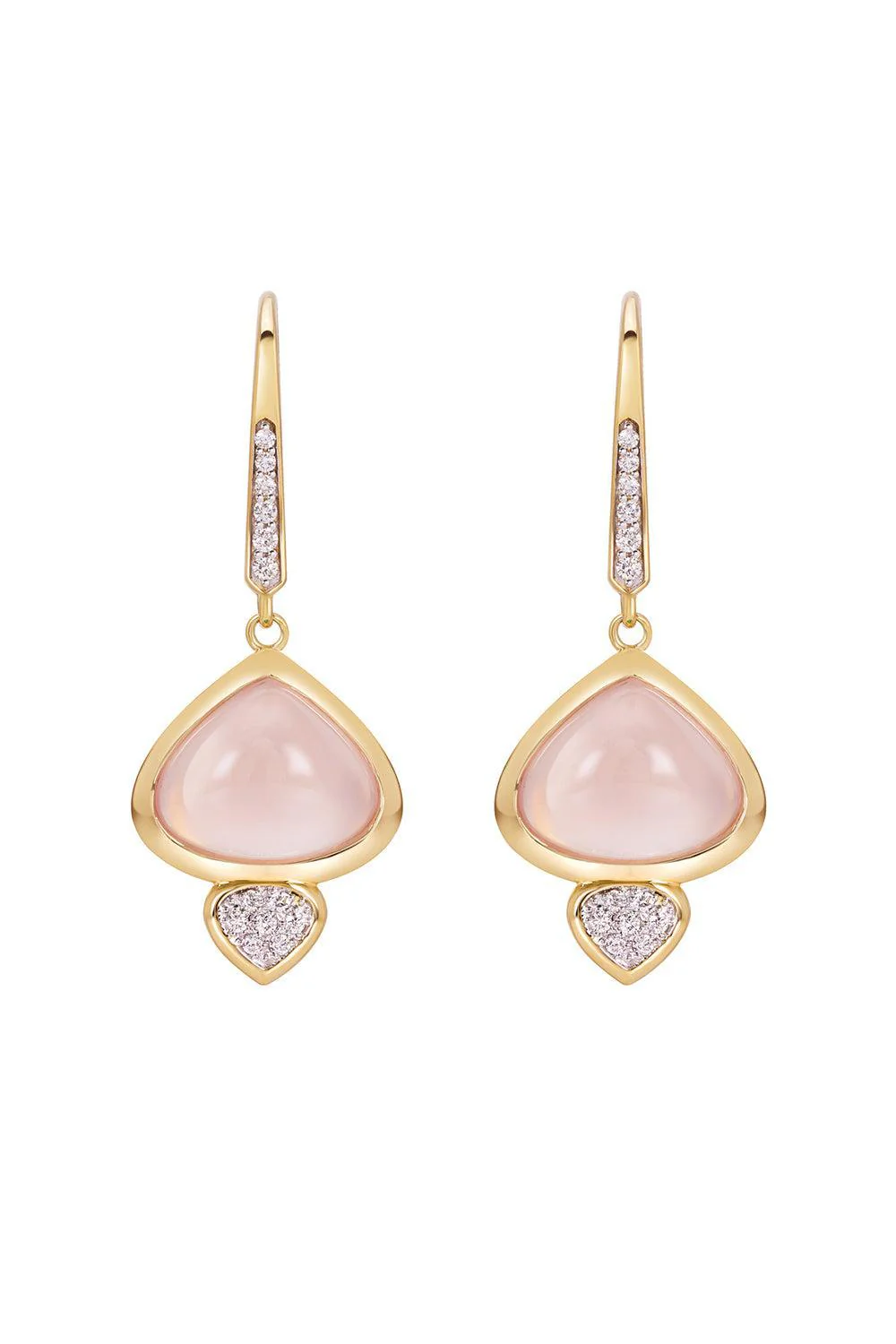 Rose Quartz Diamond Trisolina Drop Earrings