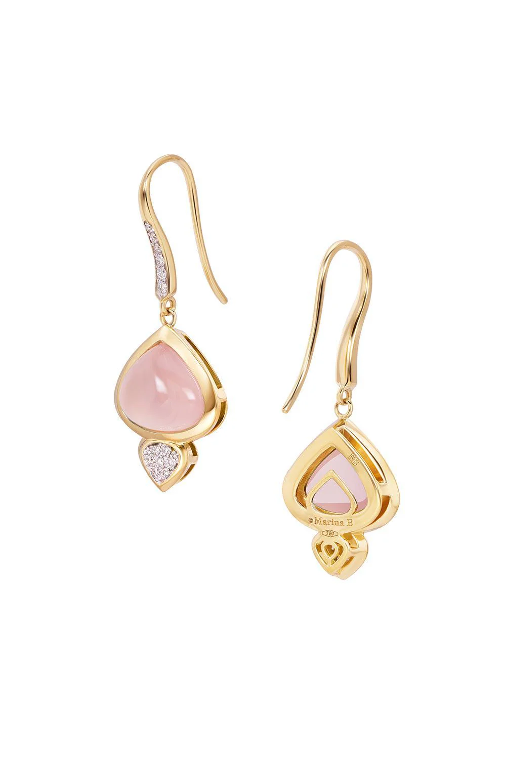 Rose Quartz Diamond Trisolina Drop Earrings - Image 5