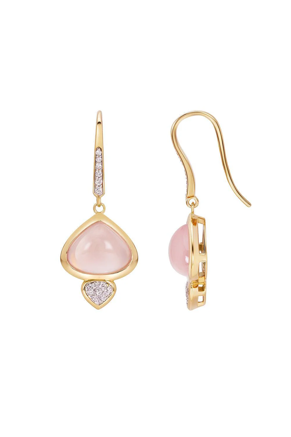 Rose Quartz Diamond Trisolina Drop Earrings - Image 6