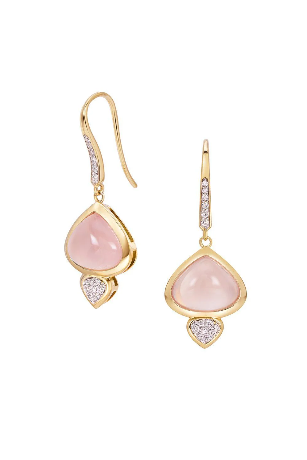 Rose Quartz Diamond Trisolina Drop Earrings - Image 7