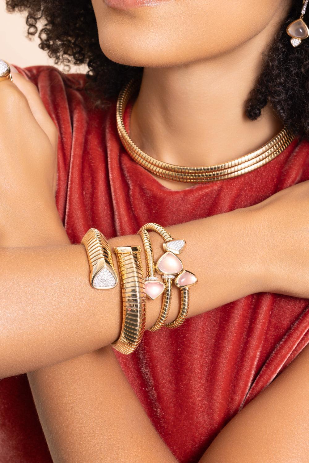 Rose Quartz Trisolina Bypass Bracelet - Image 3