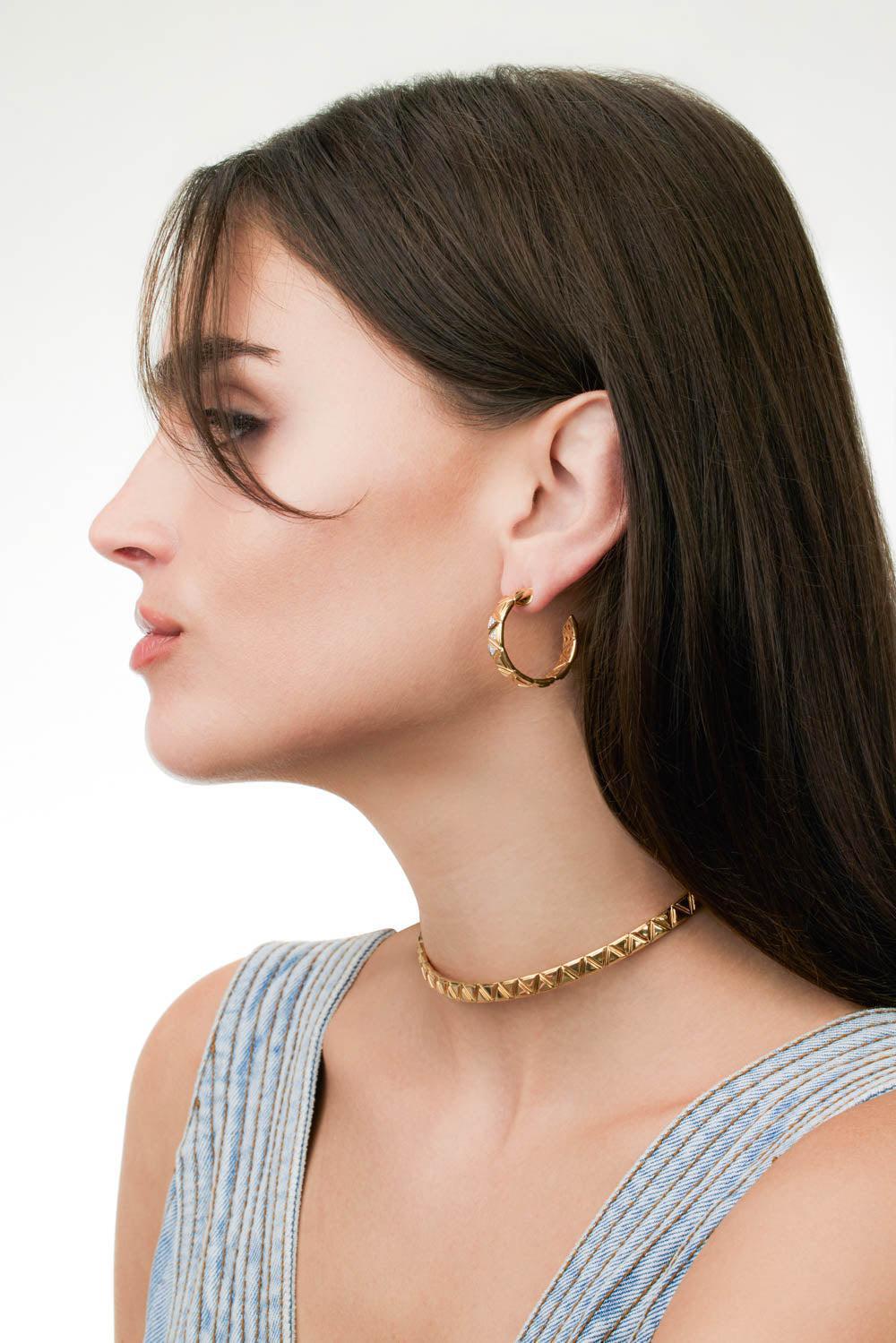 Triangolini Diamond Hoop Earrings - Image 3