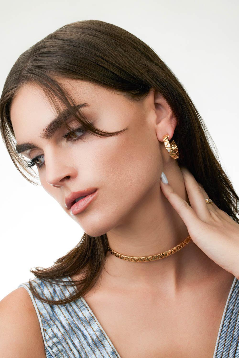 Triangolini Diamond Hoop Earrings - Image 4