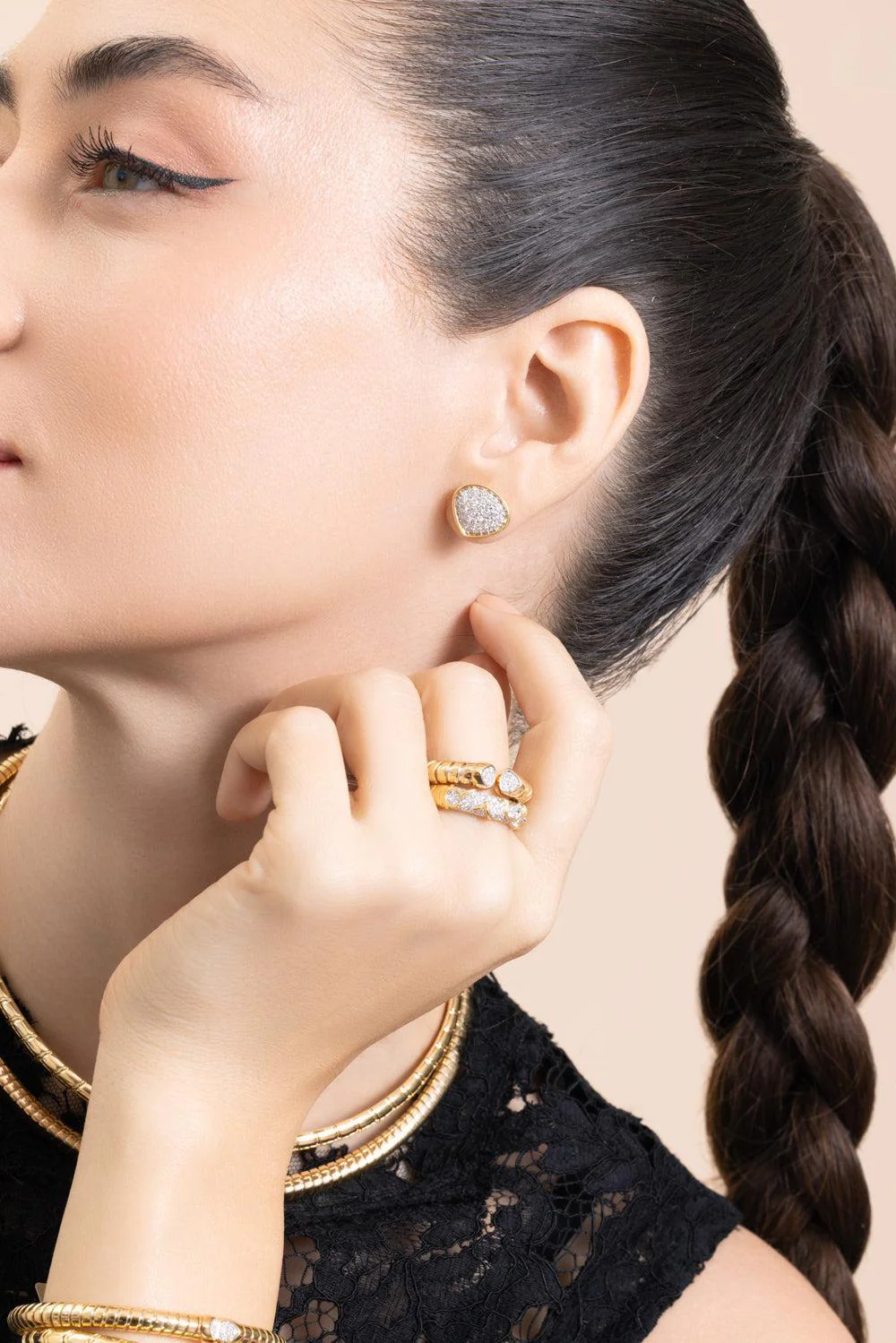 Trisola Round Diamond Earrings - Image 3