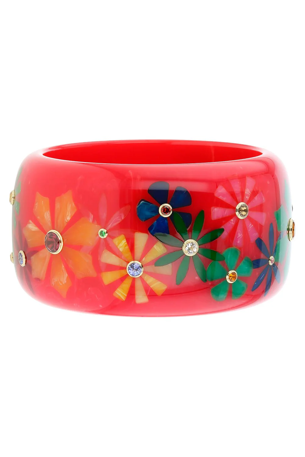 Amethyst Citrine Red Flower Bakelite Bangle