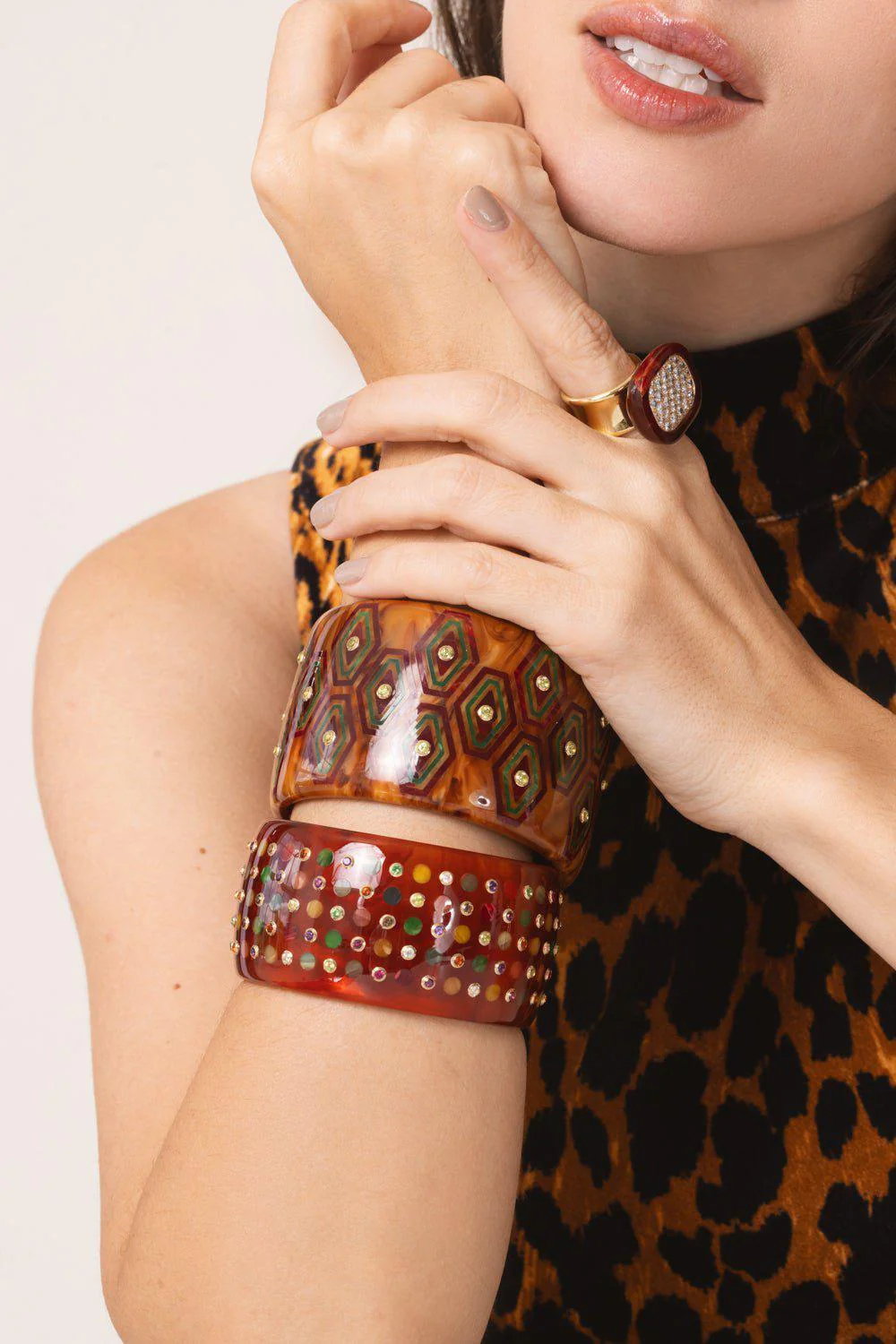 Amethyst Ruby Citrine Orange Bakelite Bangle - Image 3