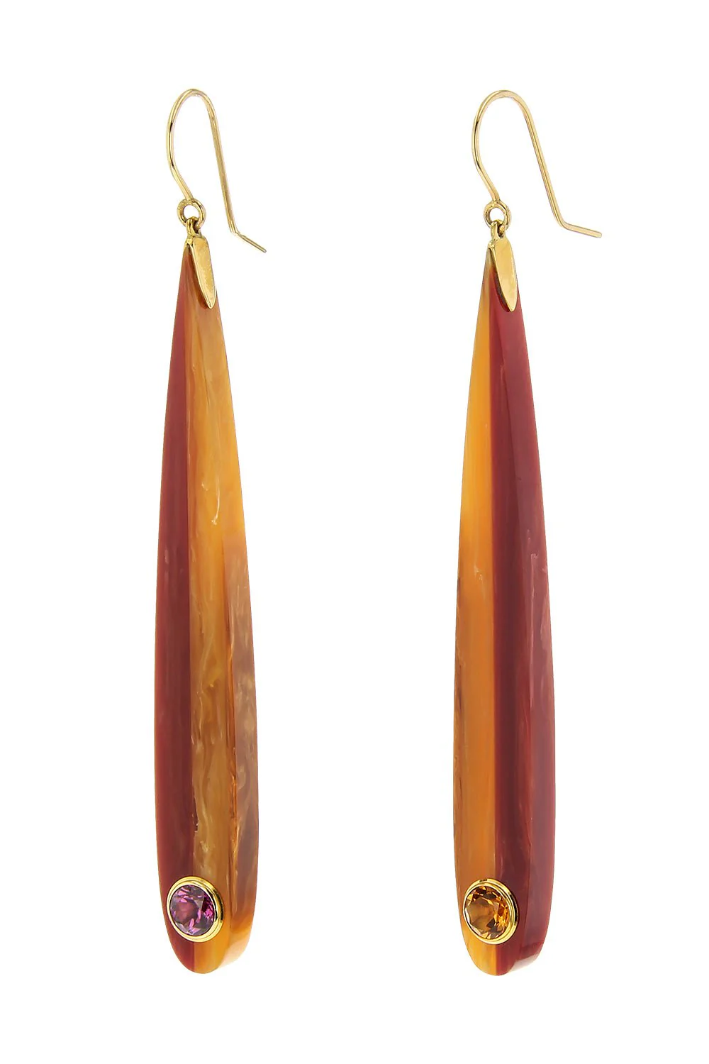 Citrine Garnet Orange Bakelite Earrings
