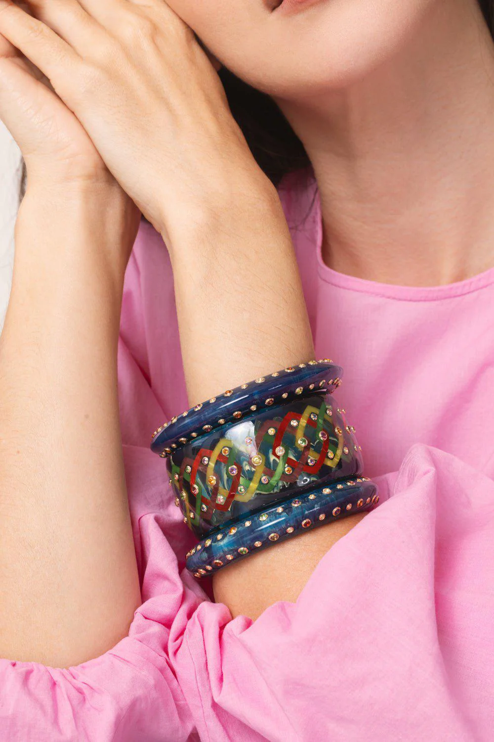 Citrine Peridot Blue Bakelite Bangle - Image 3