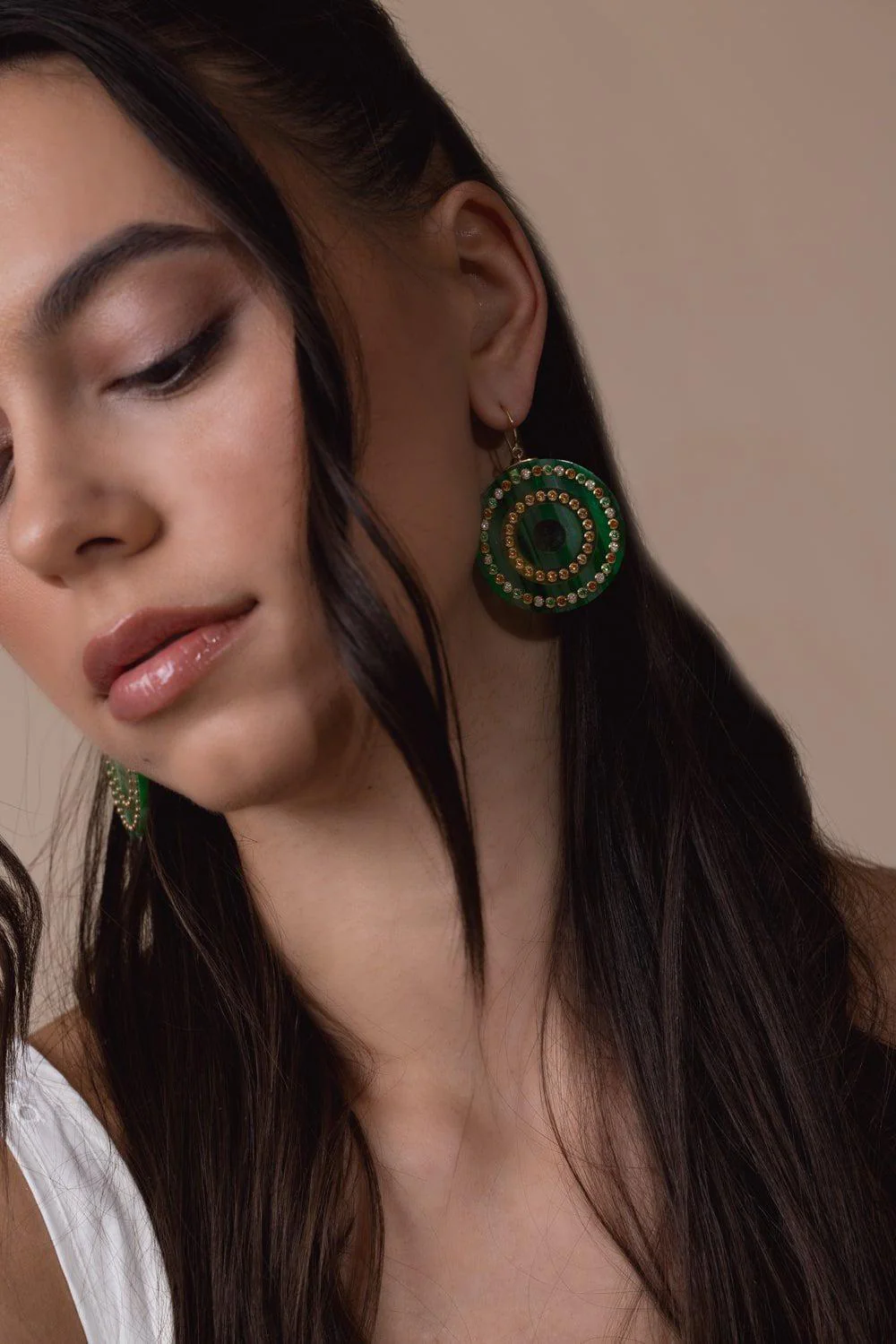 Citrine Sapphire Green Bakelite Earrings - Image 3