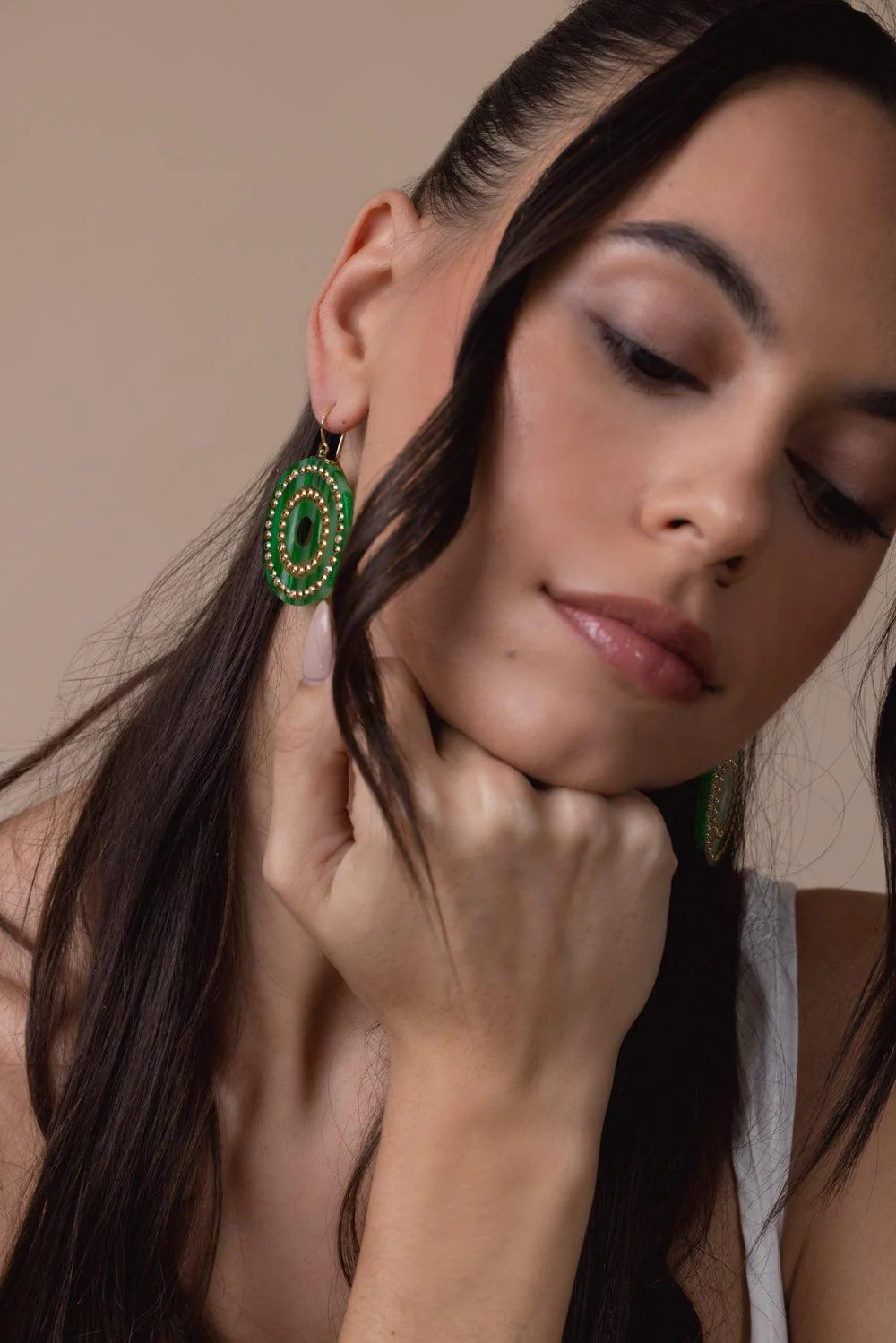 Citrine Sapphire Green Bakelite Earrings - Image 4