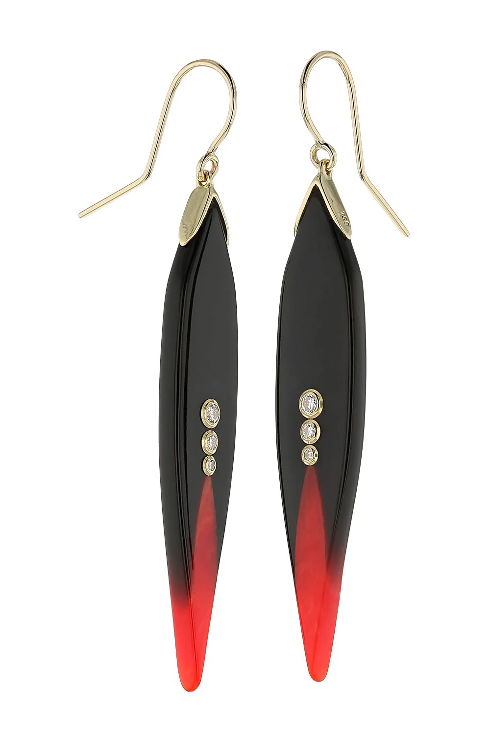 Diamond Black Red Bakelite Earrings